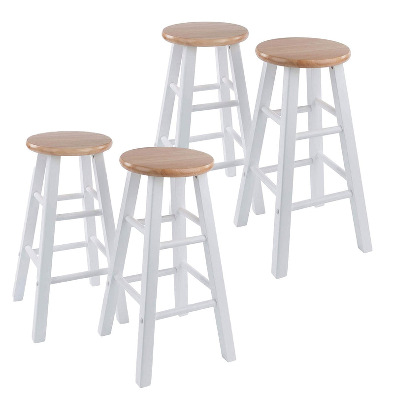 Winsome Element 23.86 Inch Solid Wood Counter Bar Stool Set, White (4 Pack)