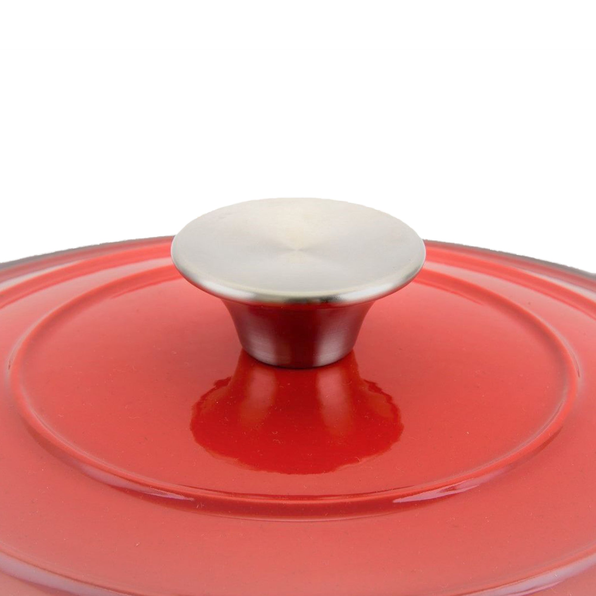 Hamilton Beach 5.5 Quart Enameled Cast Iron Covered Round Dutch Oven Pot, Red