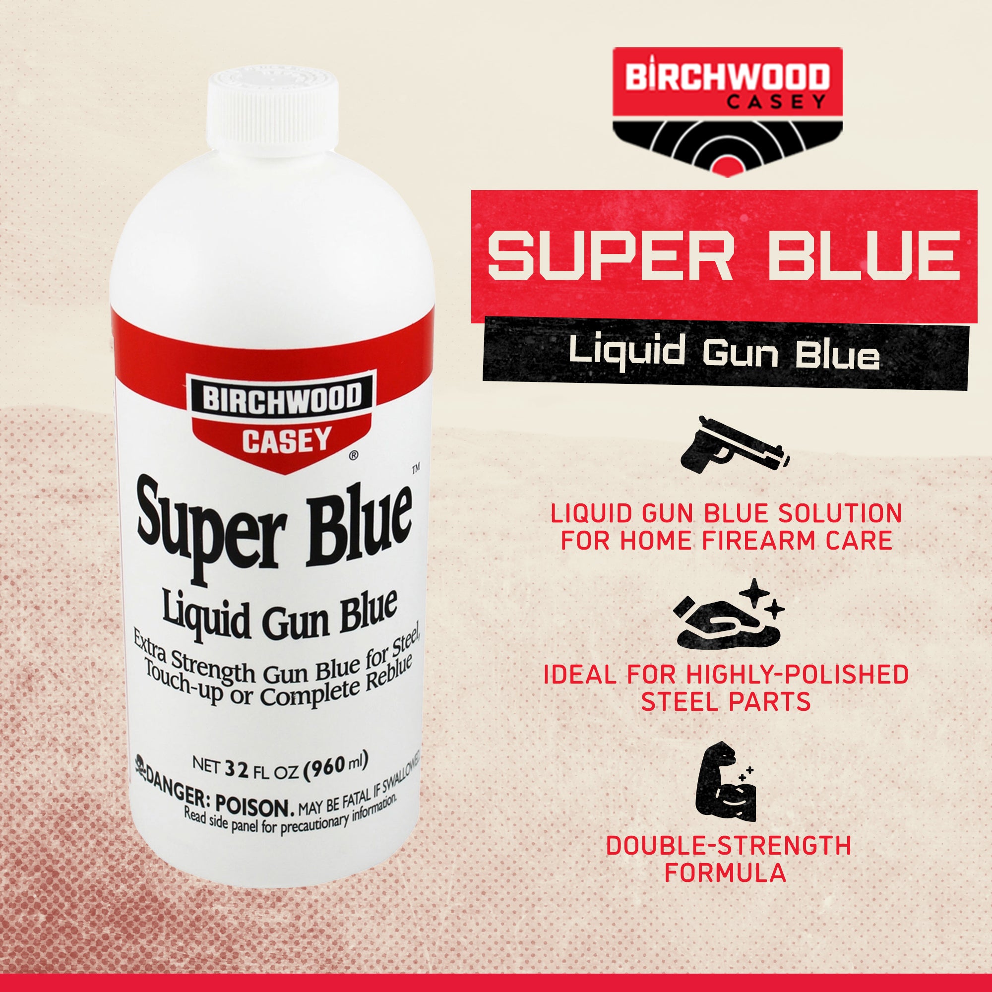 Birchwood Casey Super Blue Double Strength Liquid Gun Blue, 32 Fluid Ounces - VMInnovations