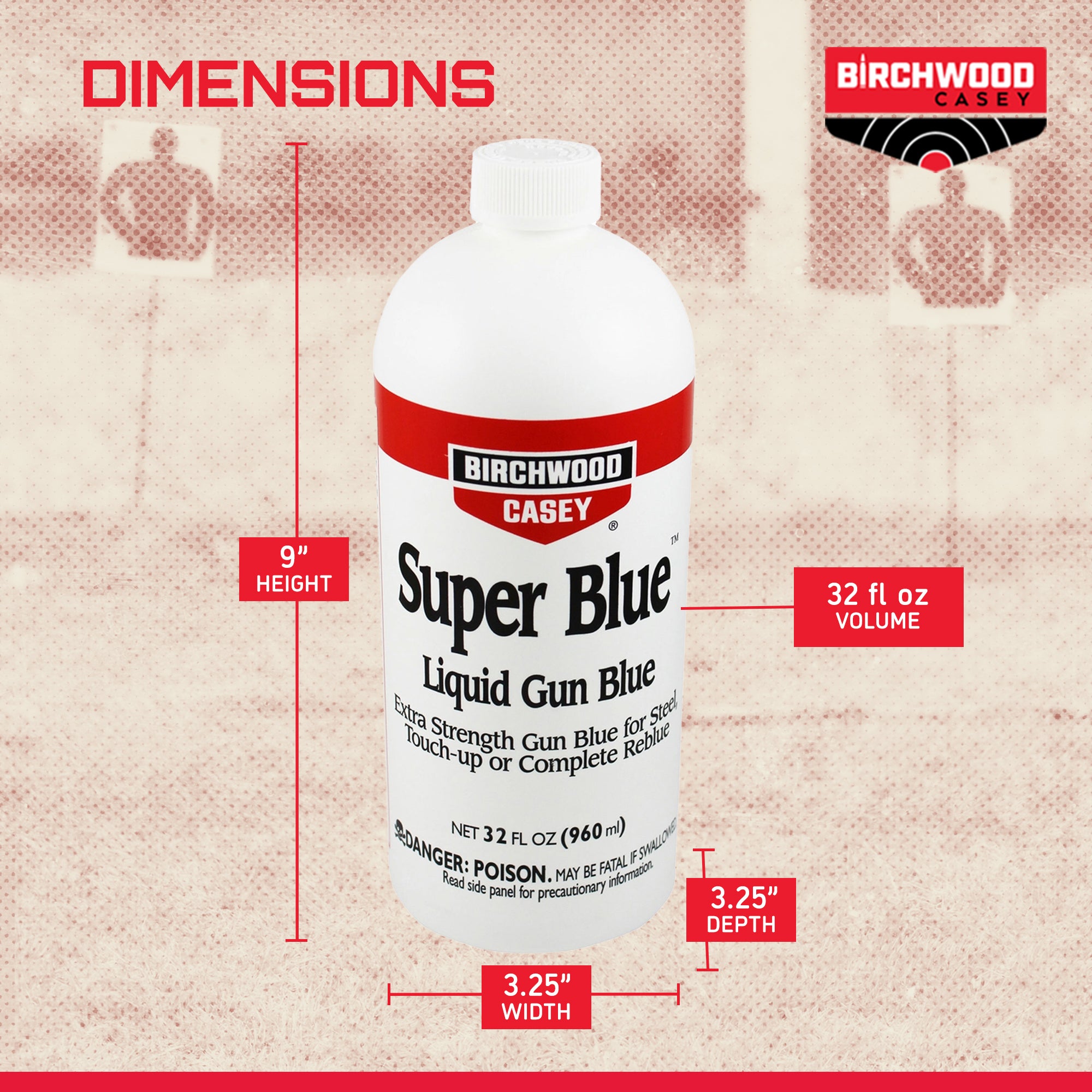 Birchwood Casey Super Blue Double Strength Liquid Gun Blue, 32 Fluid Ounces - VMInnovations