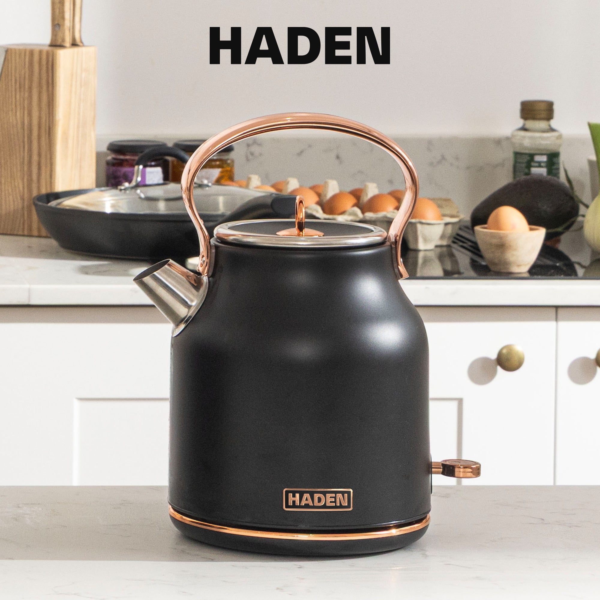 Haden Heritage Stainless Steel Electric Water and Tea Kettle, Black (Used)