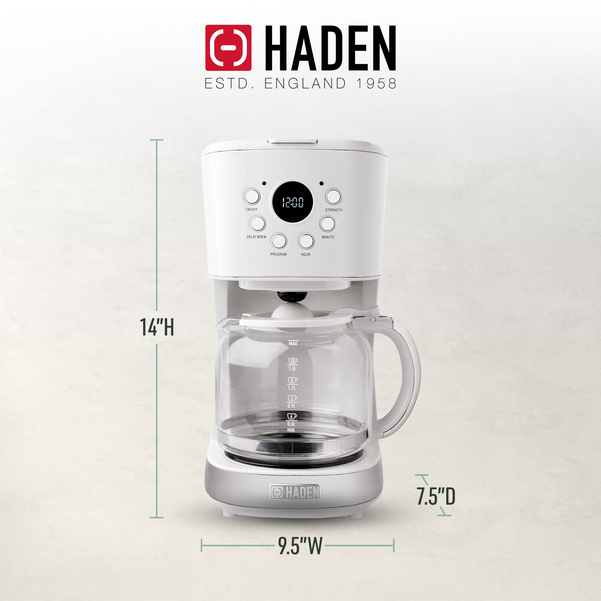 Haden 75061 12 Cup Coffee Maker with Brew Strength Control , Ivory (Used)