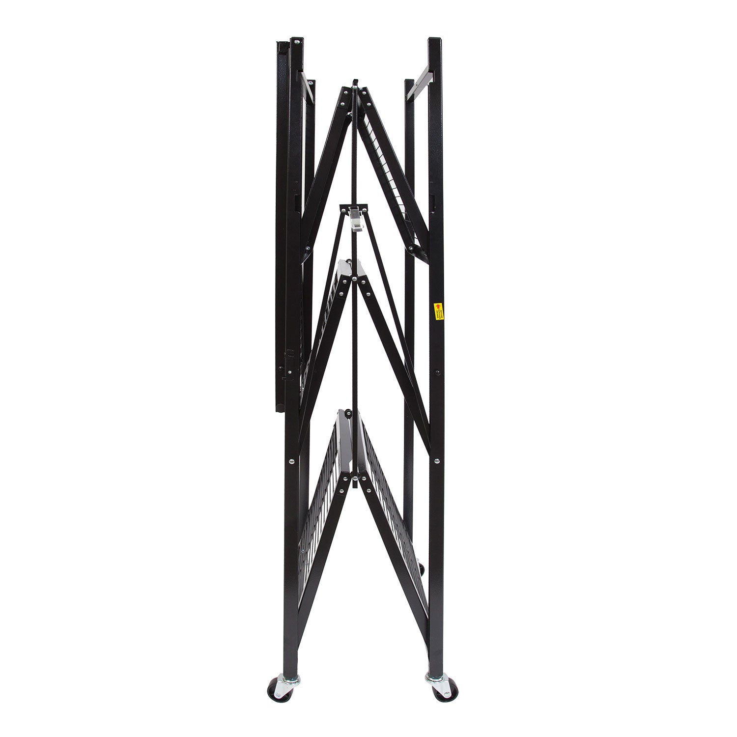 Origami Wheeled 4 Shelf Folding Metal Wire Shelving Storage Organizer, Black