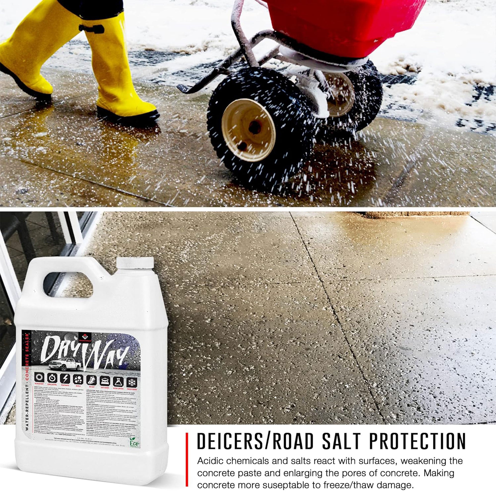 RadonSeal DryWay Outdoor Concrete Driveway Clear Penetrating Sealer, 5 Gallon - VMInnovations