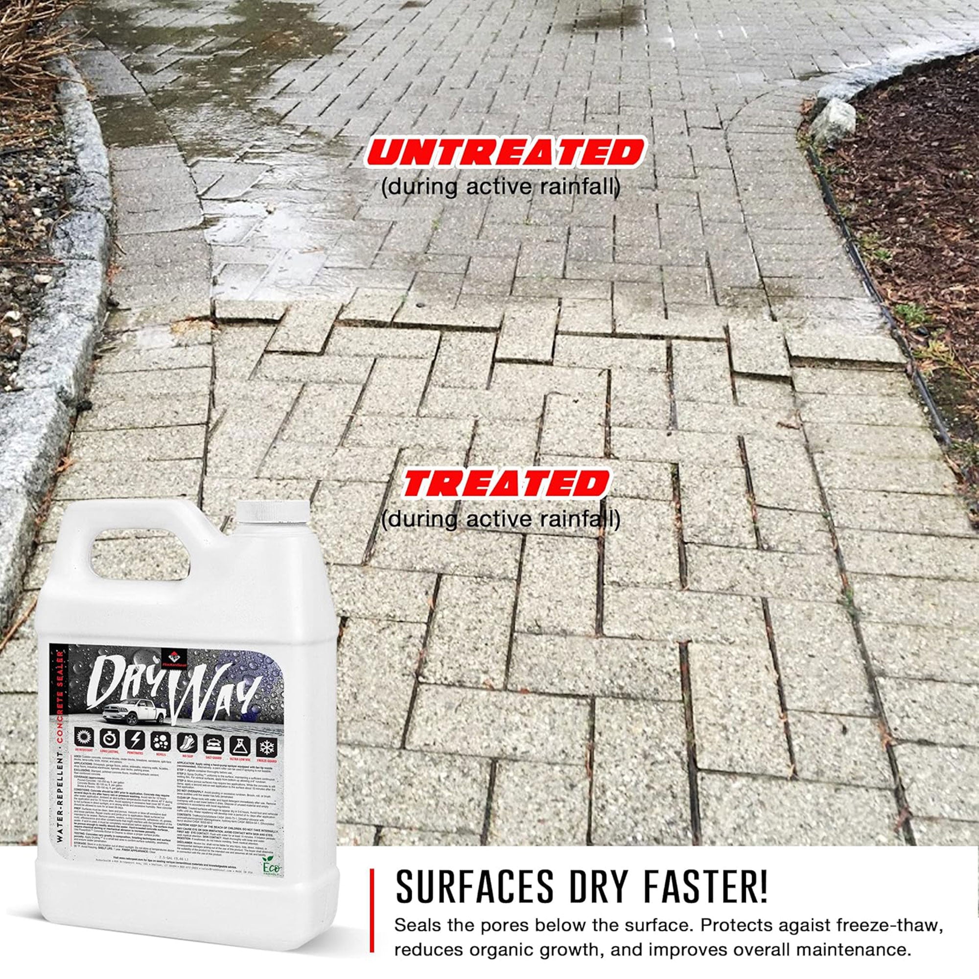 RadonSeal DryWay Outdoor Concrete Driveway Clear Penetrating Sealer, 5 Gallon - VMInnovations