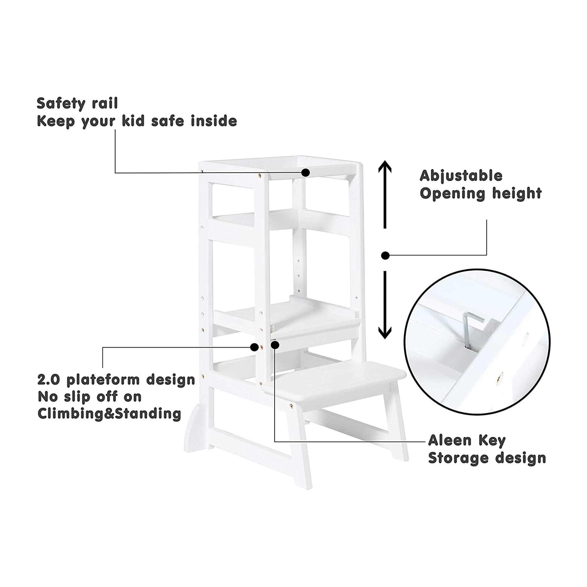 SDADI LT05W Mother's Helper Adjustable Height Kids Step Stool, White (Used) - VMInnovations