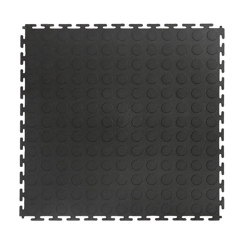 VersaTex 18 x 18 Inch Coin Top Garage Interlocking Floor Tiles, Black (8 Pack)