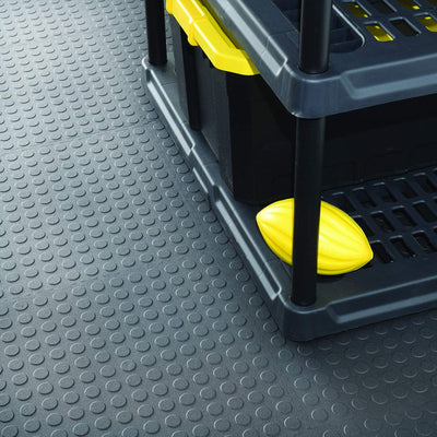 VersaTex 18 x 18 Inch Coin Top Garage Interlocking Floor Tiles, Black (8 Pack)