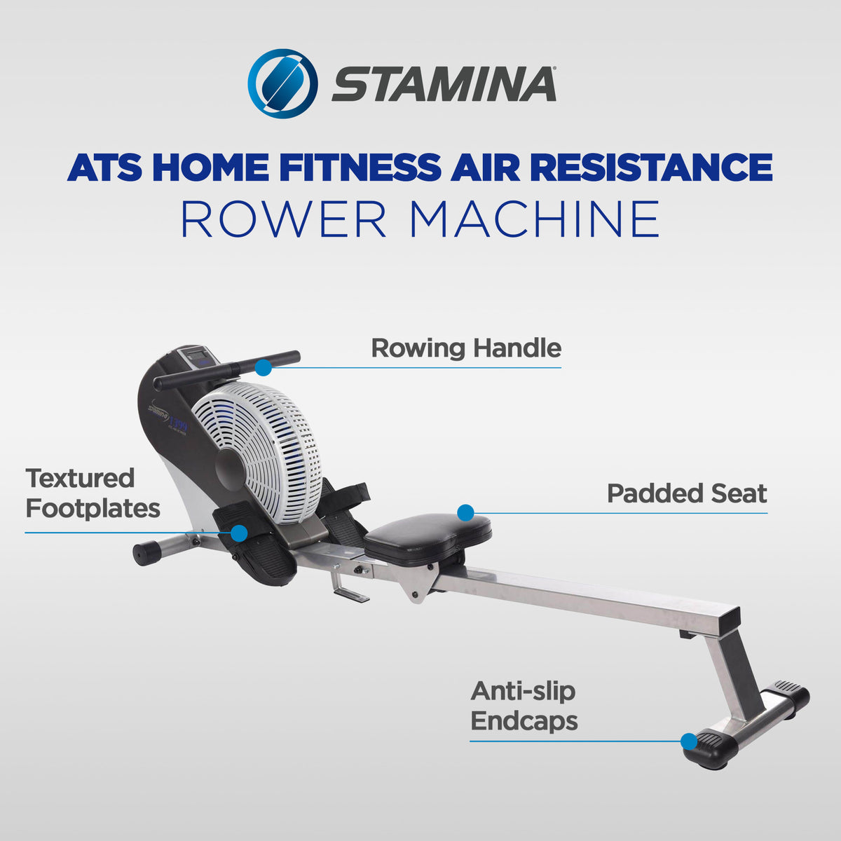 Stamina ATS Home Fitness Air Resistance Rower Cardio Rowing Exercise Machine