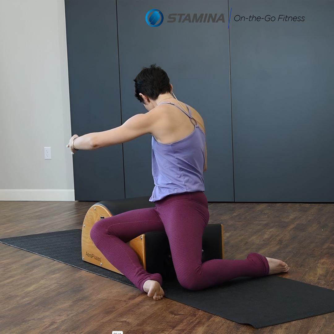 Stamina AeroPilates Wooden Padded Spine Posture Corrector Stretching Barrel - VMInnovations