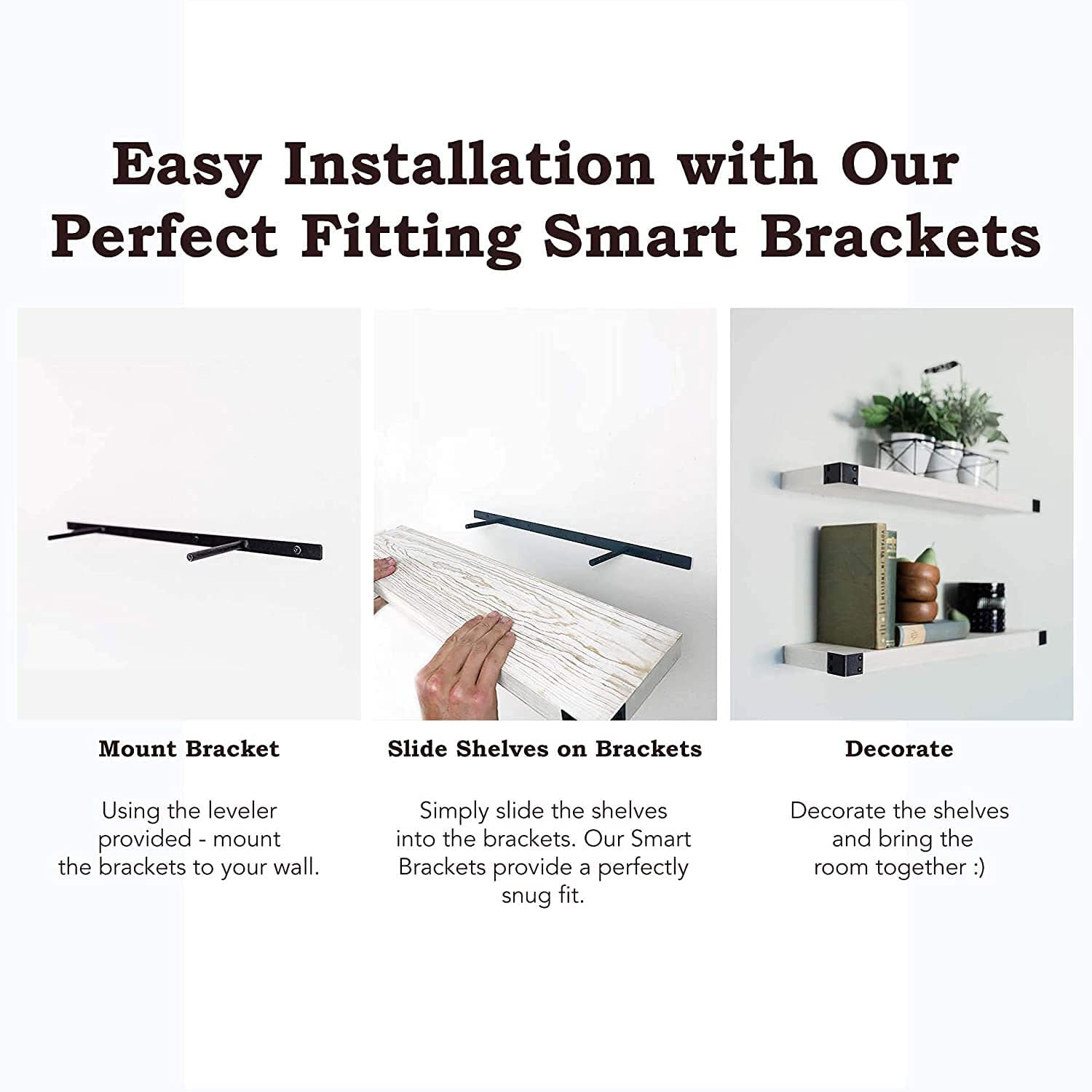 Willow & Grace Bryan 24" Floating Wood Shelves Wall Mount, White Set of 2 (Used) - VMInnovations