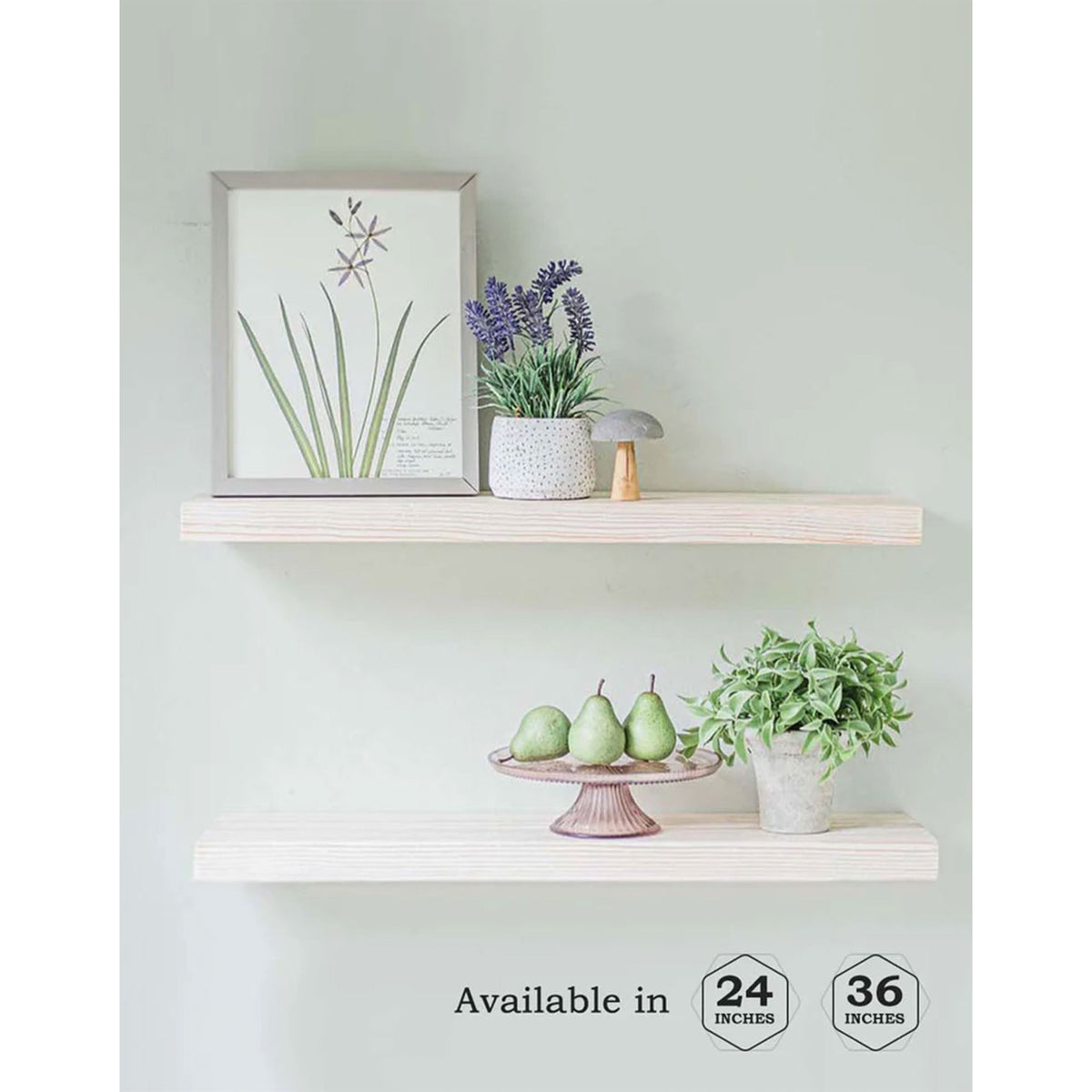 Willow & Grace Connie 36" Floating Wall Mount Shelves, White Wash (Open Box)