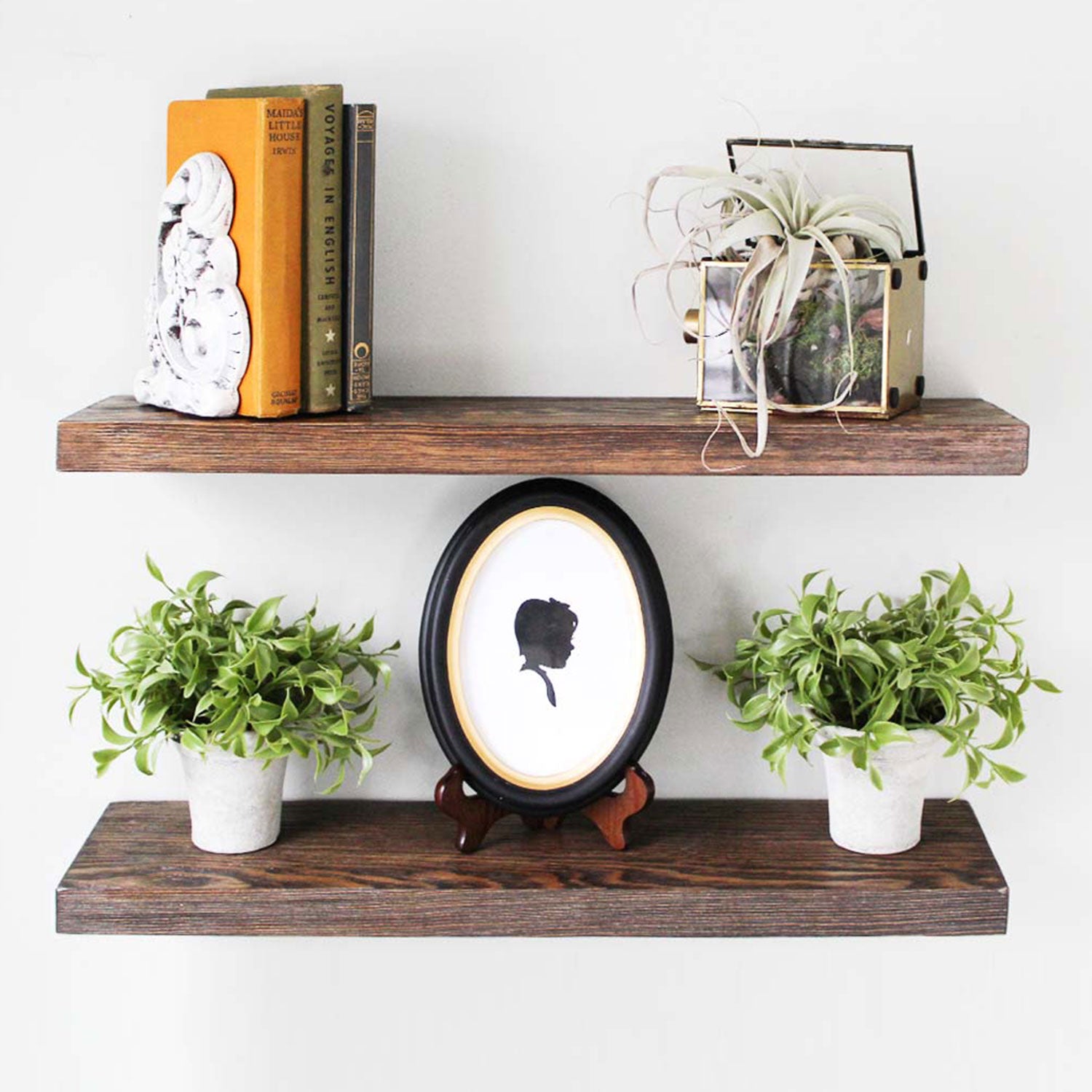 Willow & Grace Tom 24" Floating Wall Shelves, Dark Walnut, Set of 2 (For Parts)
