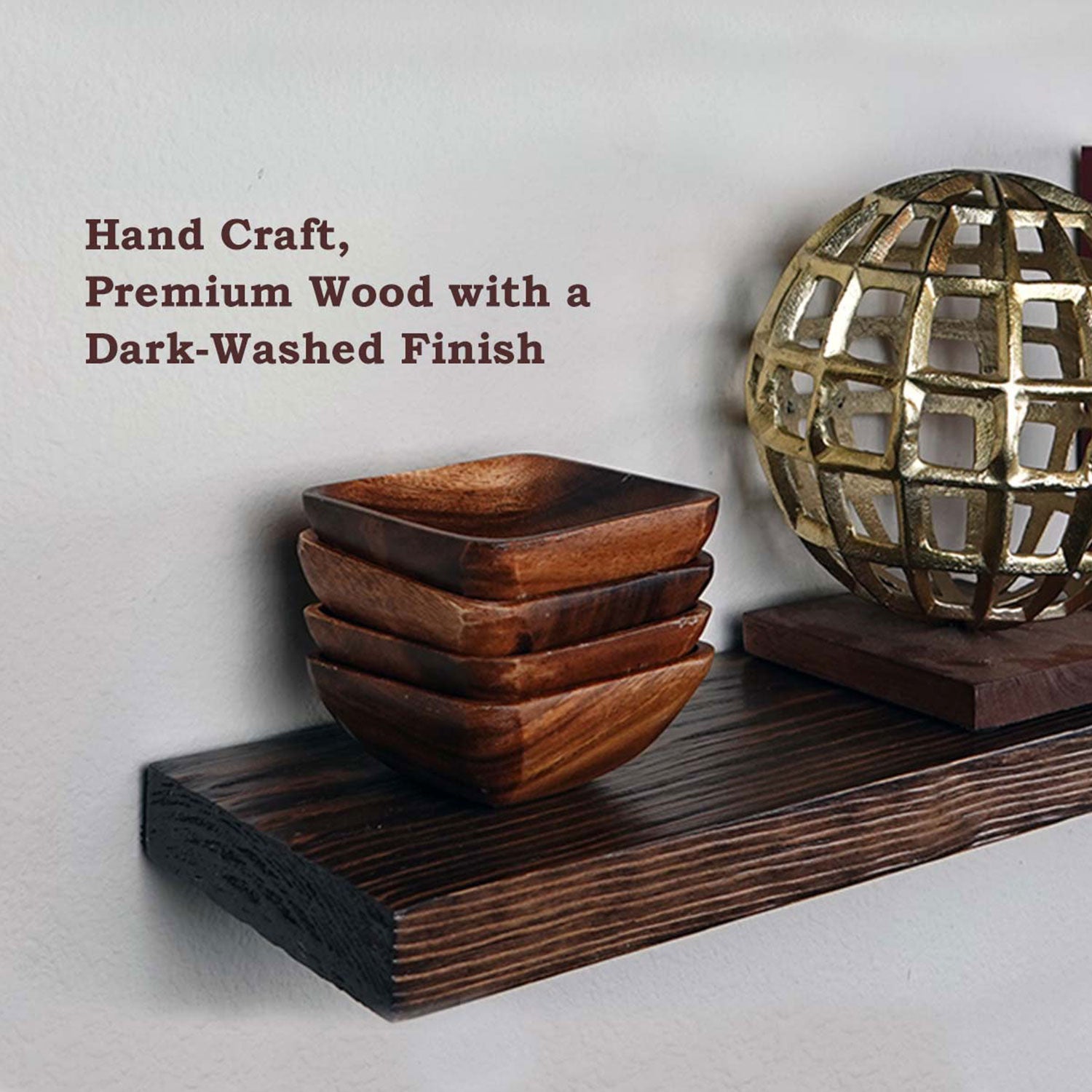 Willow & Grace Tom 24" Floating Wall Shelves, Dark Walnut, Set of 2 (For Parts)