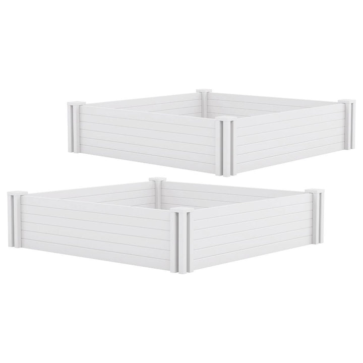 Suncast 4 x 4 Foot Raised Outdoor Resin Garden Flower Bed Edging, White (2 Pack) - VMInnovations