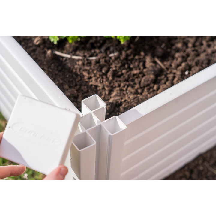 Suncast 4 x 4 Foot Raised Outdoor Resin Garden Flower Bed Edging, White (2 Pack) - VMInnovations