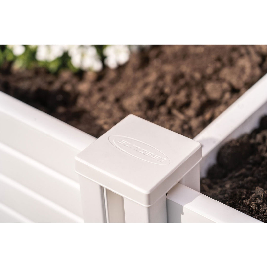 Suncast 4 x 4 Foot Raised Outdoor Resin Garden Flower Bed Edging, White (2 Pack) - VMInnovations