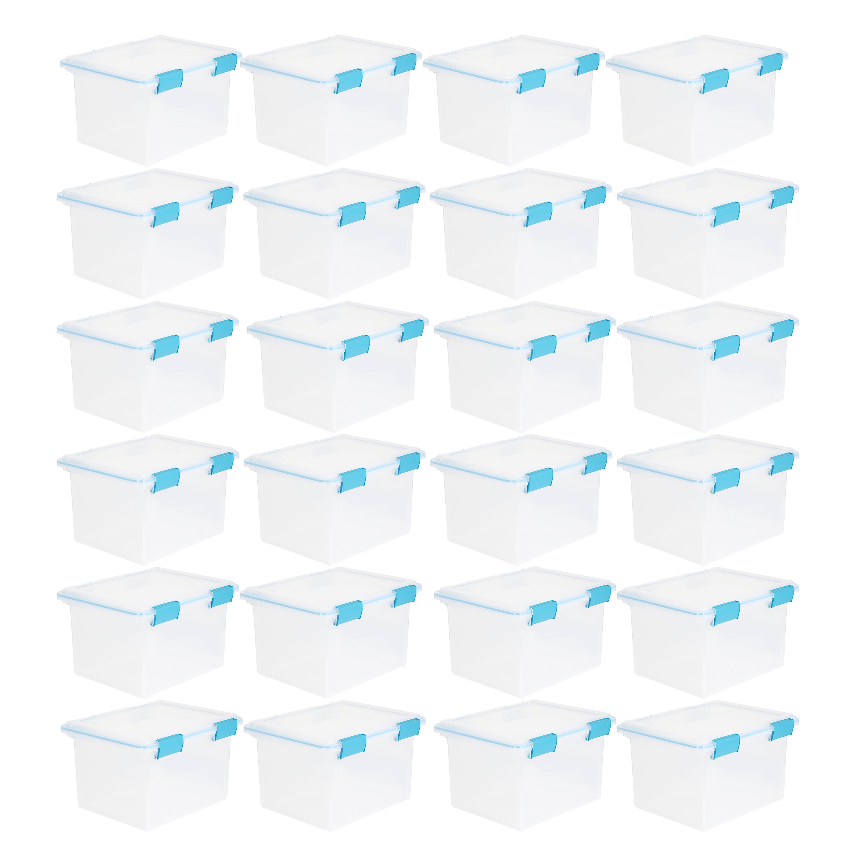 Sterilite 32 Quart Clear Stacking Storage Container with Gasket Lid, 24 Pack