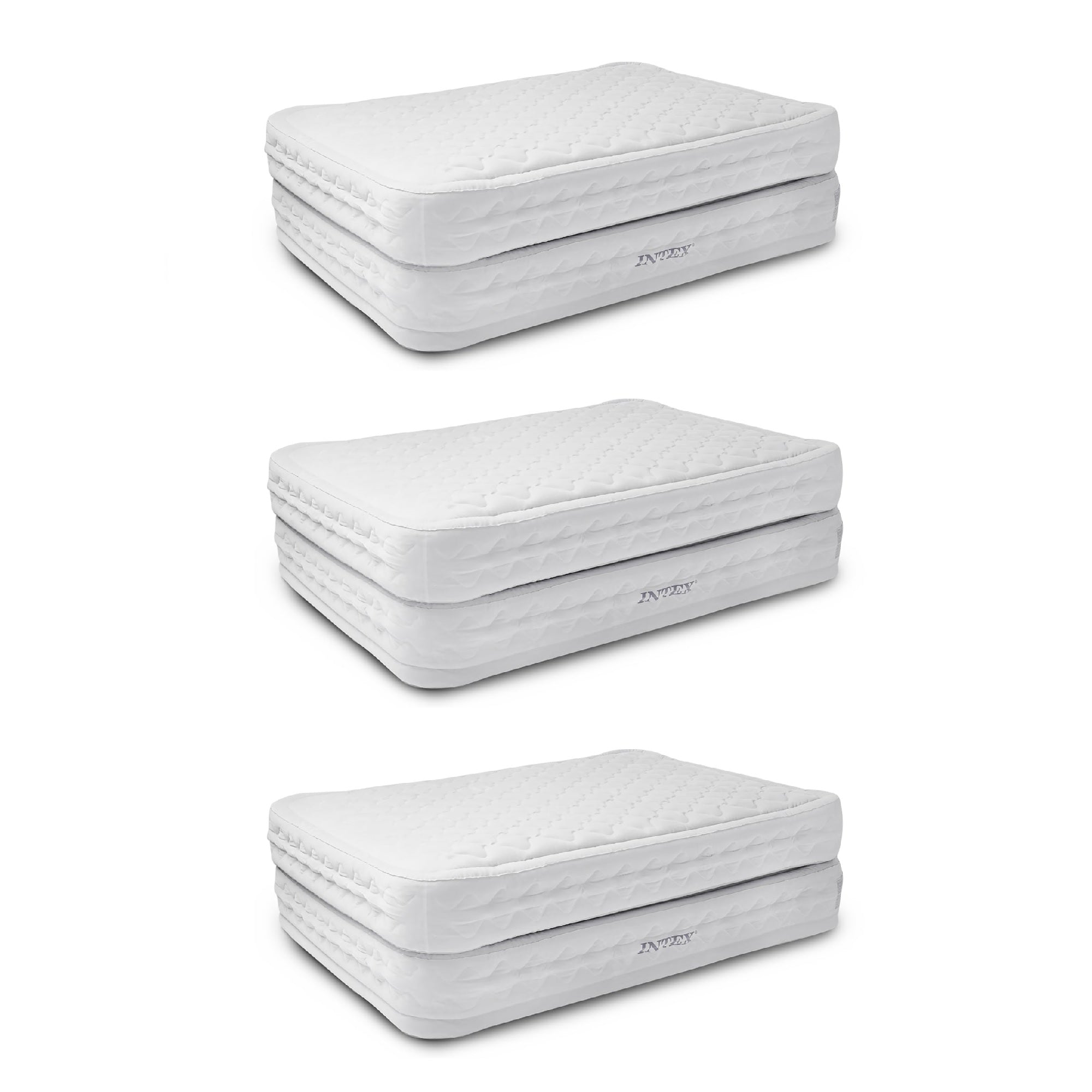 Intex Supreme Dura-Beam Air Flow Raised Queen Airbed with Built-in Pump (3 Pack)