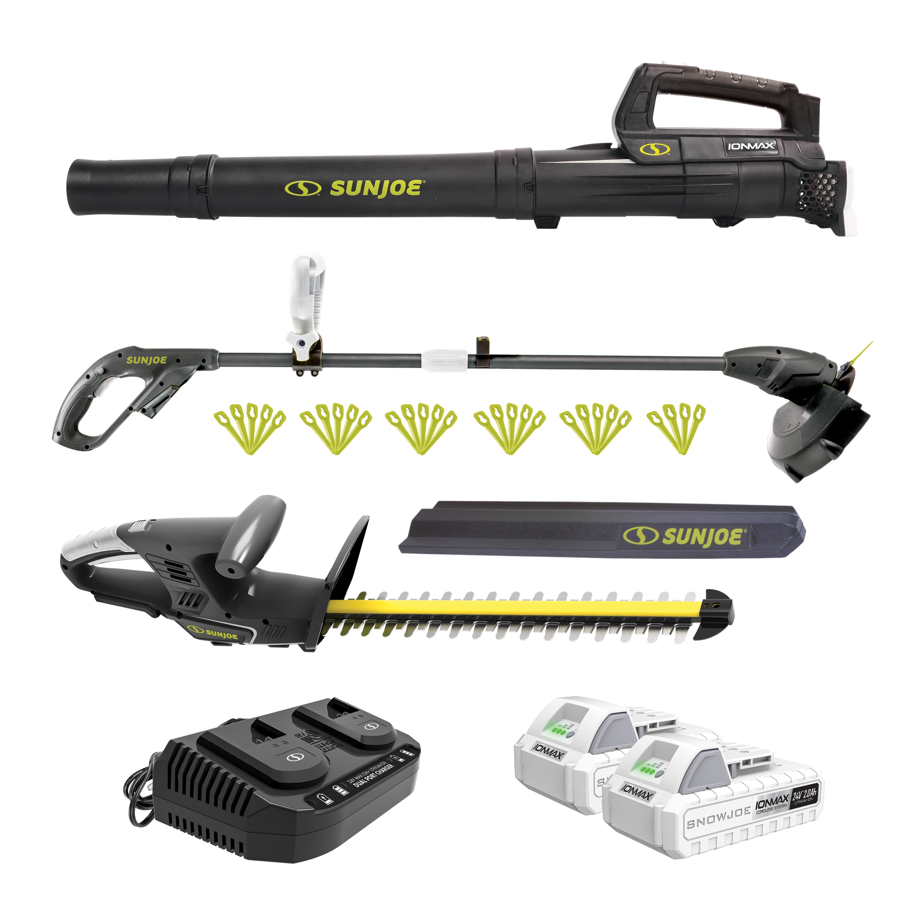 Sun Joe IONMAX Cordless Leaf Blower, Grass and Hedge Trimmer Kit (Open Box)
