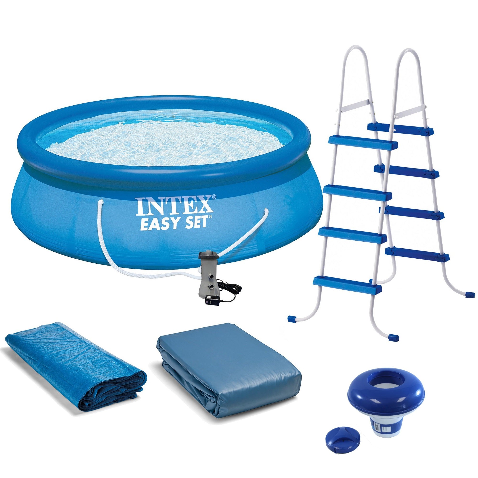 Intex 15' x 4’ Inflatable Above Ground Pool Set & Hydrotools Chlorine Dispenser - VMInnovations