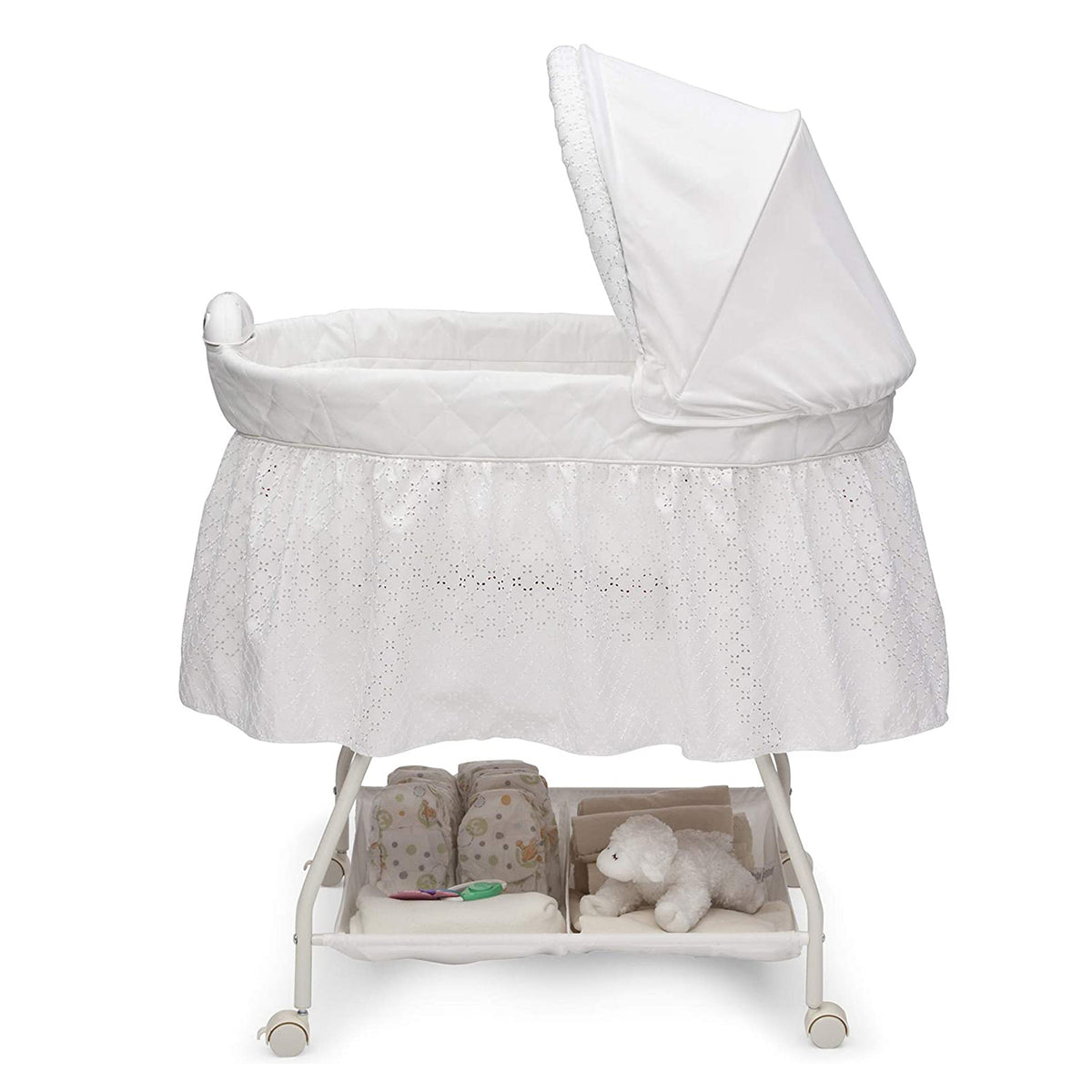 Delta Children Infant Deluxe Sweet Beginnings Baby Bedside Bassinet, Turtle Dove - VMInnovations
