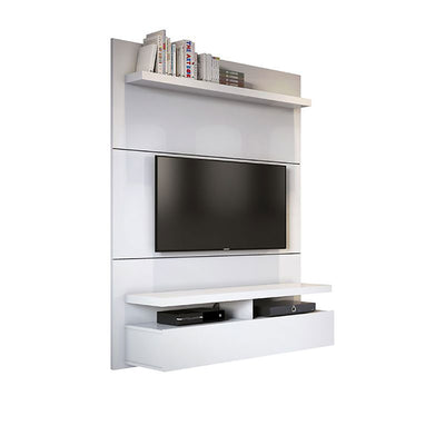 Manhattan Comfort City Floating Wall Mounted Theatre Entertainment Center, White