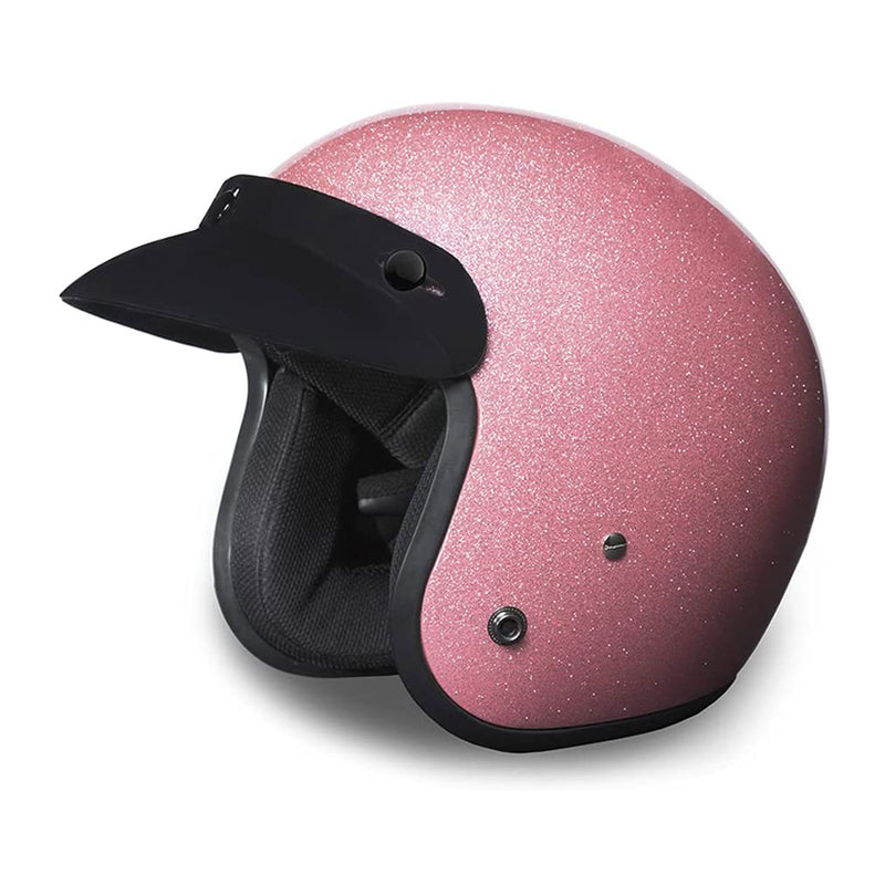 Daytona Helmets Motorcycle 3/4 Shell Helmet Skull Cap, Medium, Pink Metal Flake