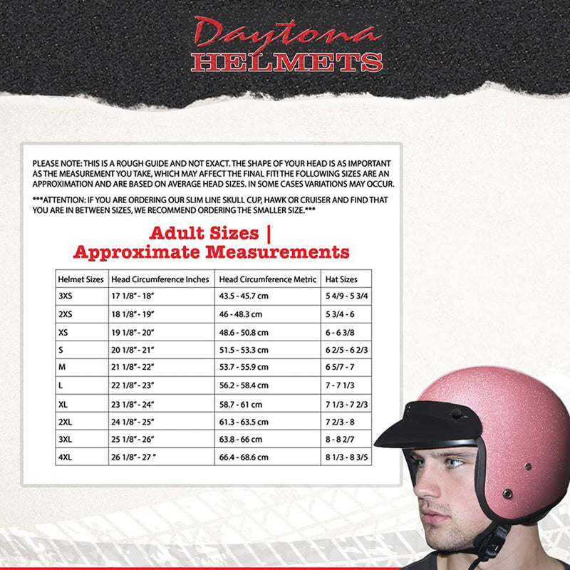Daytona Helmets Motorcycle 3/4 Shell Helmet Skull Cap, Medium, Pink Metal Flake