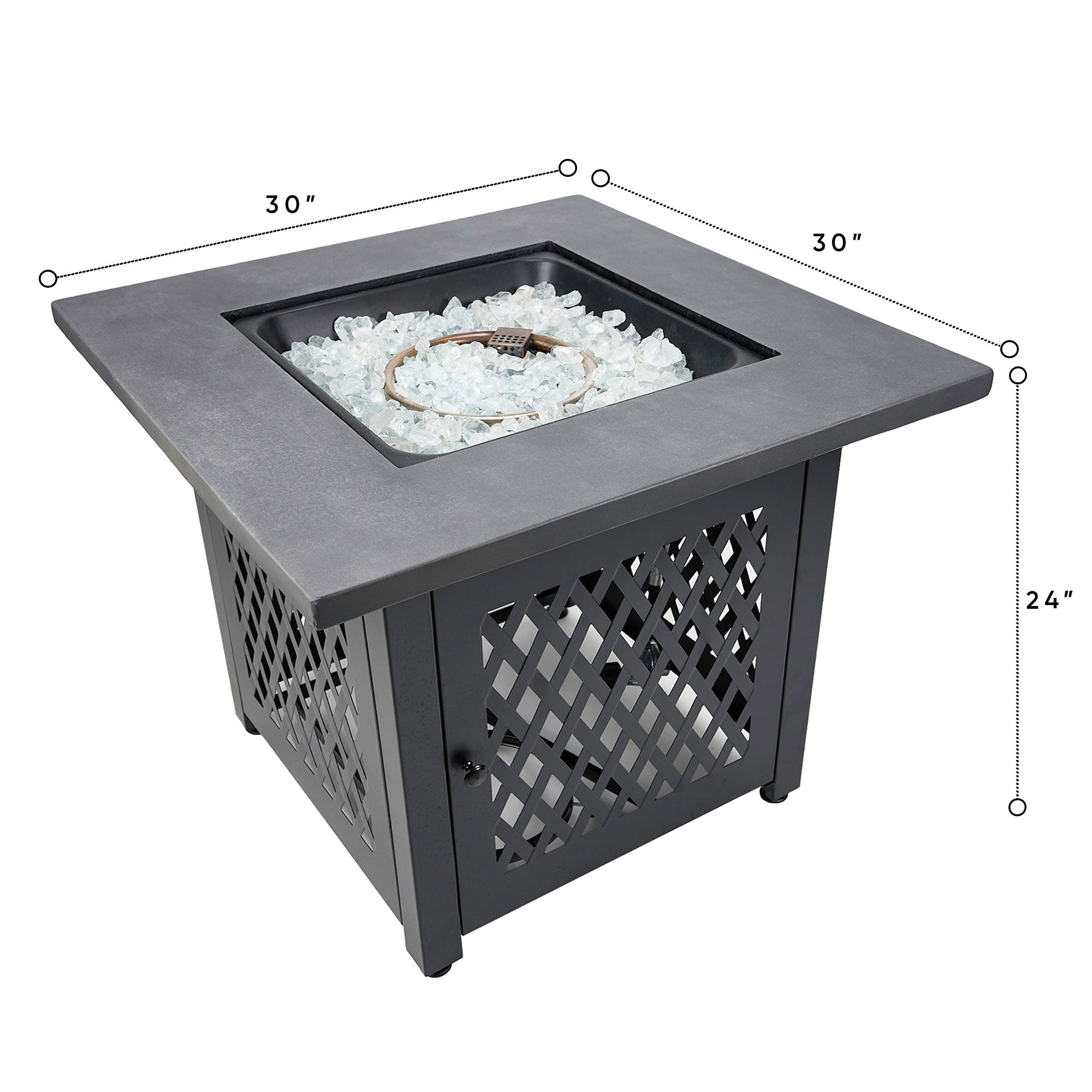 Endless Summer Charles 30 Inch Square Outdoor UV Printed LP Gas Fire Pit Table - VMInnovations