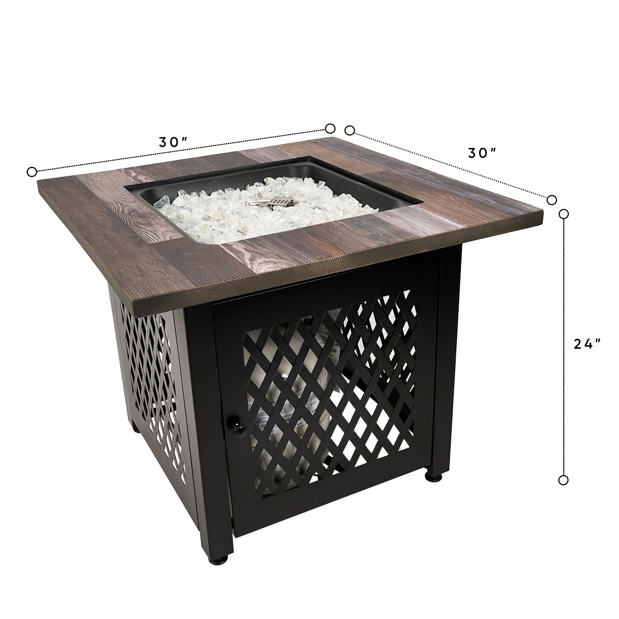 Endless Summer Nate 30 Inch Square Outdoor UV Printed LP Gas Fire Pit Table - VMInnovations