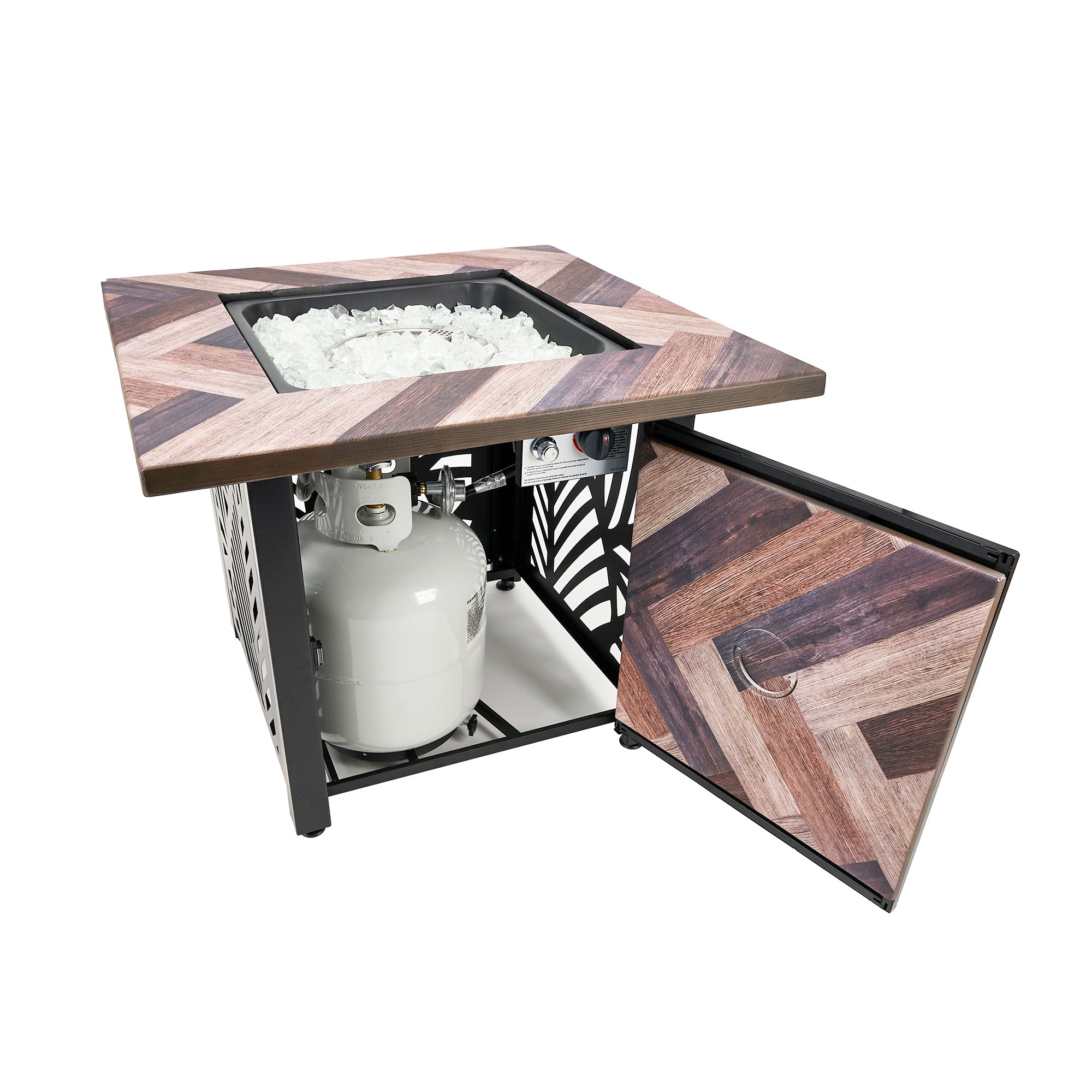 Endless Summer Darby 30in Square Outdoor UV Printed LP Gas Fire Pit Table (Used)