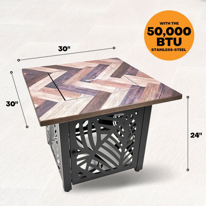 Endless Summer Darby 30" Square Outdoor UV Printed Gas Fire Pit/Table (Open Box) - VMInnovations