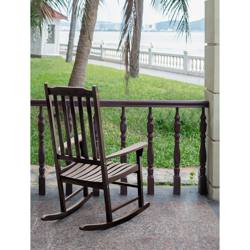 Merry Products Traditional Acacia Hardwood Outdoor/Indoor Rocking Chair, Dark