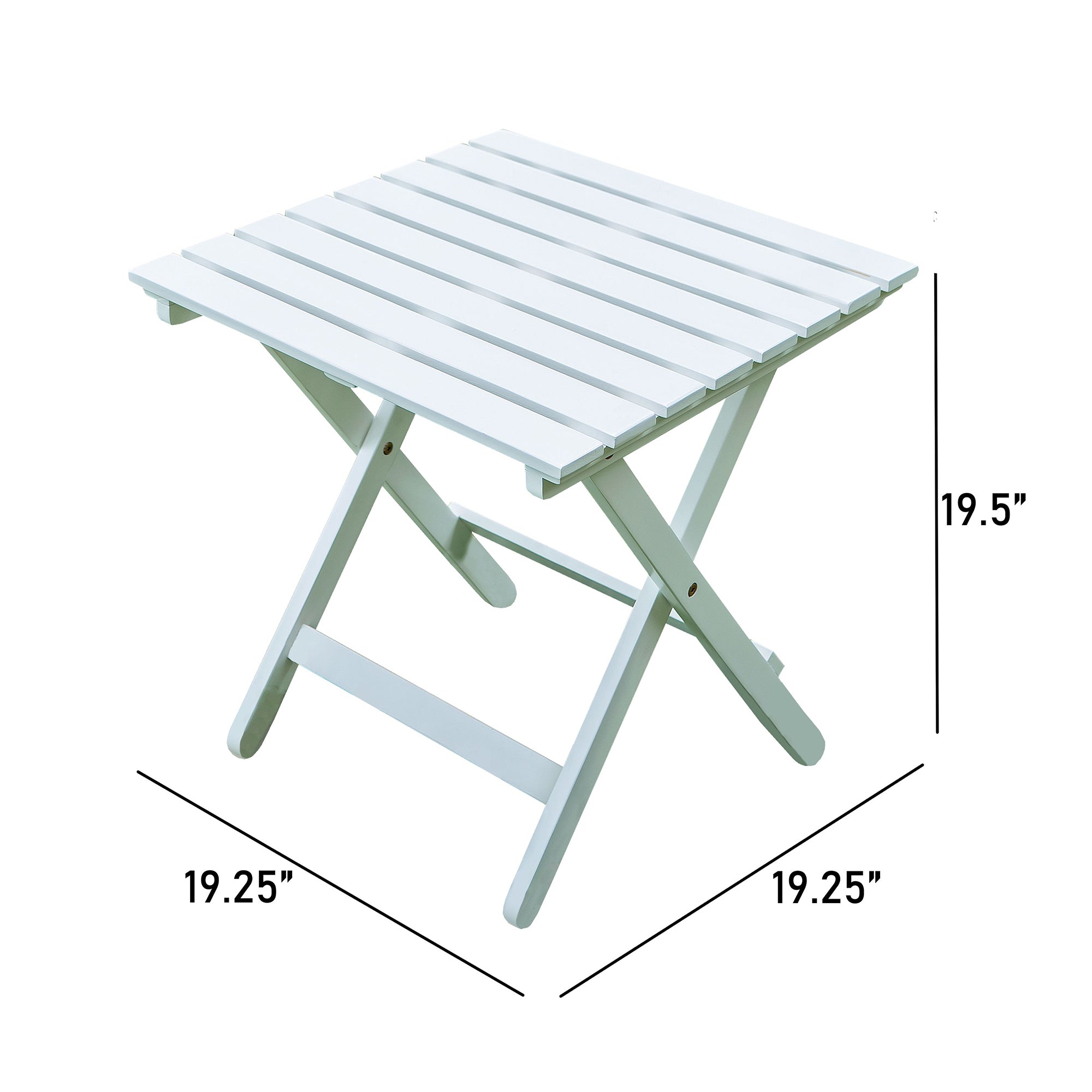 Northbeam Outdoor Acacia Foldable Wooden Deck Lounge Chair w/ Side Table, White