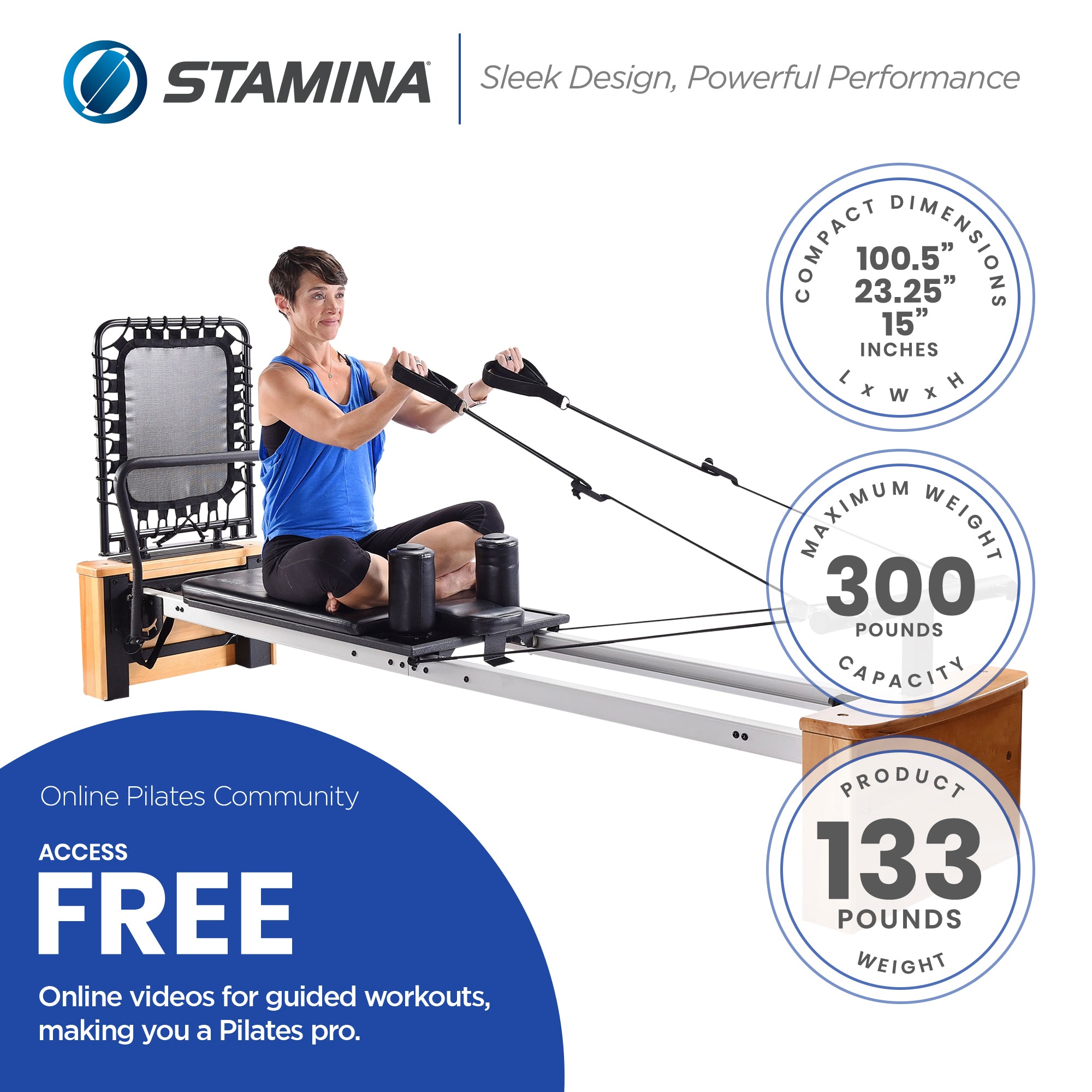 Stamina AeroPilates Pro XP557 Resistance System w/ Cardio Rebounder (For Parts) - VMInnovations