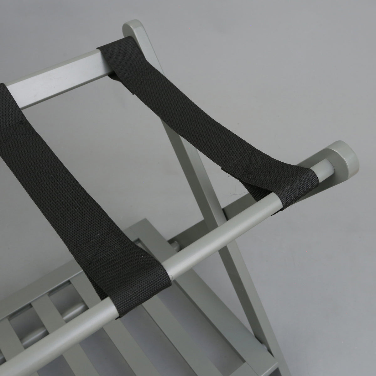 Casual Home Hotel Style Solid Pine Folding Luggage Rack with Shelf, Gray (Used)