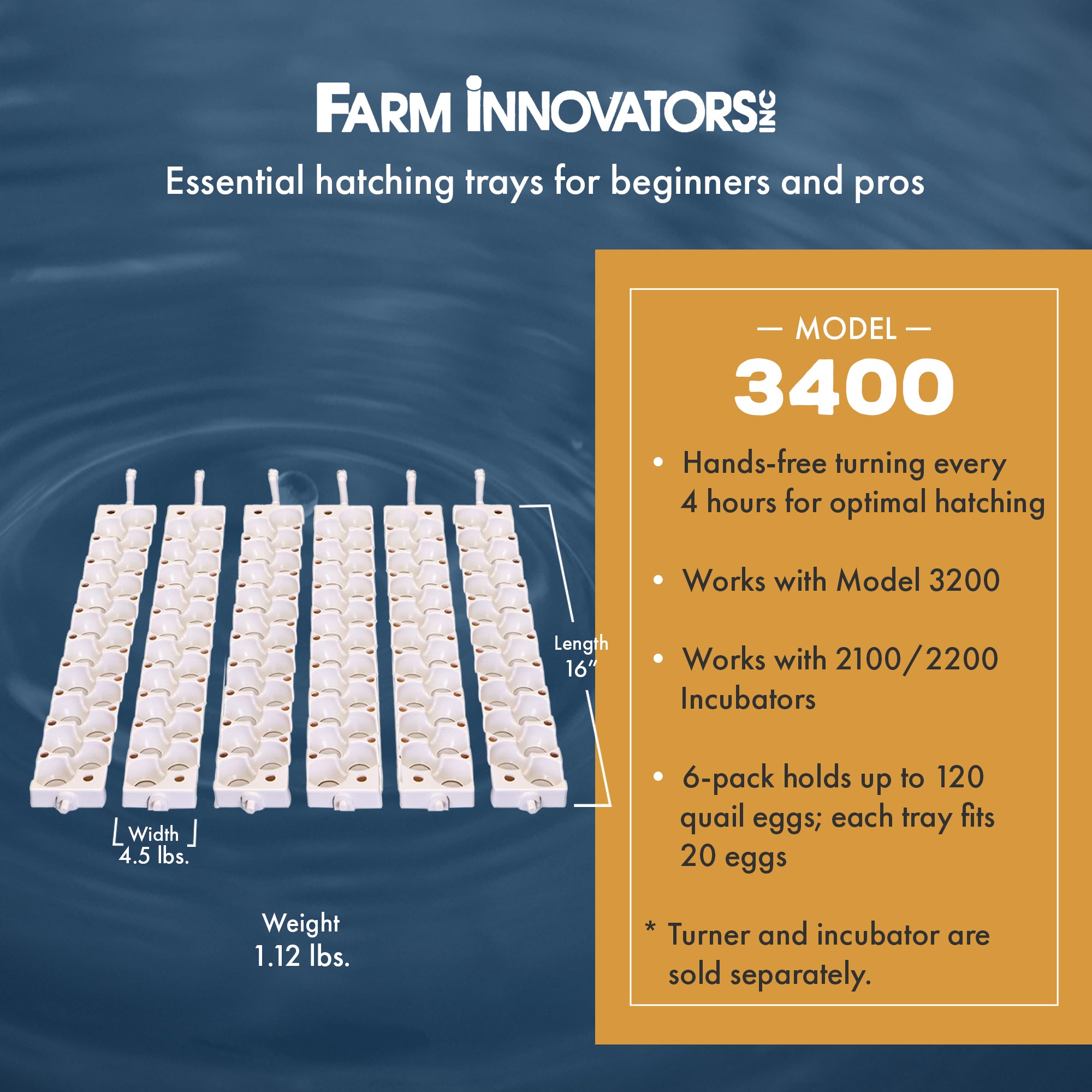 Farm Innovators 3400 Replacement Tray Rail for 120 Quail and Small Eggs (6 Pack) - VMInnovations