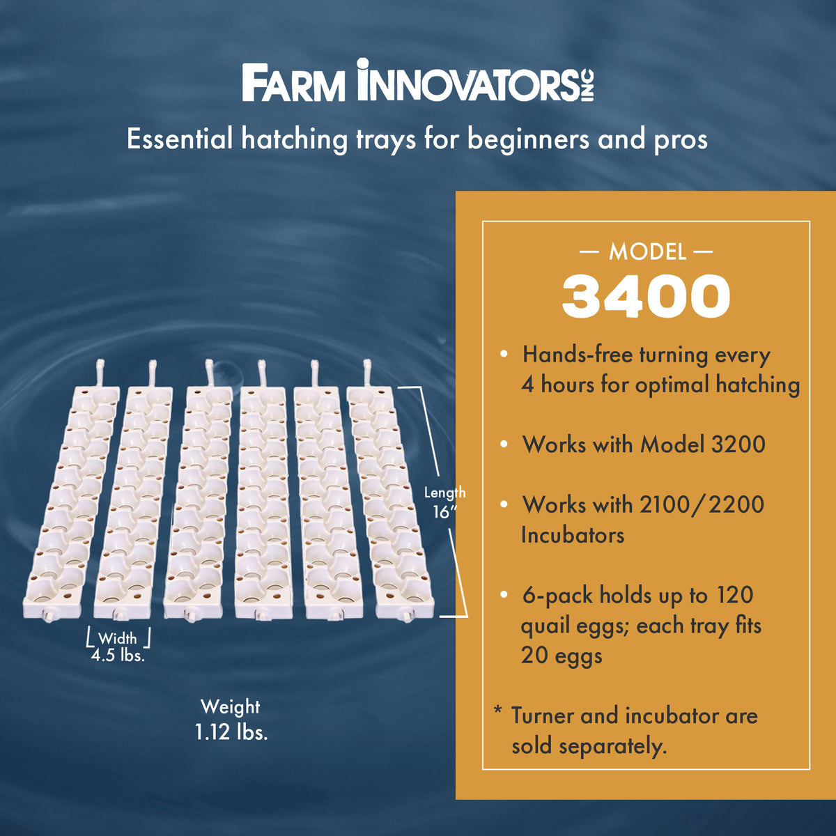 Farm Innovators 3400 Tray Rail for 120 Quail and Small Eggs (6 Pack) (Open Box) - VMInnovations