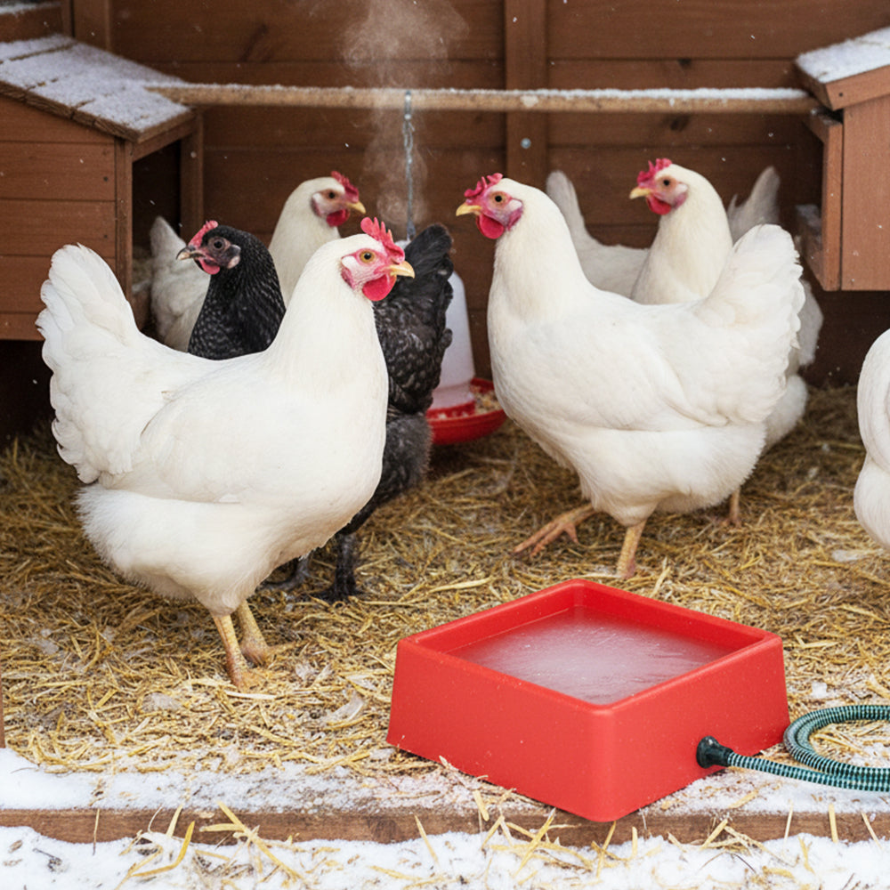 Farm Innovators D-19 1.25 Gallon 60W Electric Heated Chicken Pet Water Bowl, Red