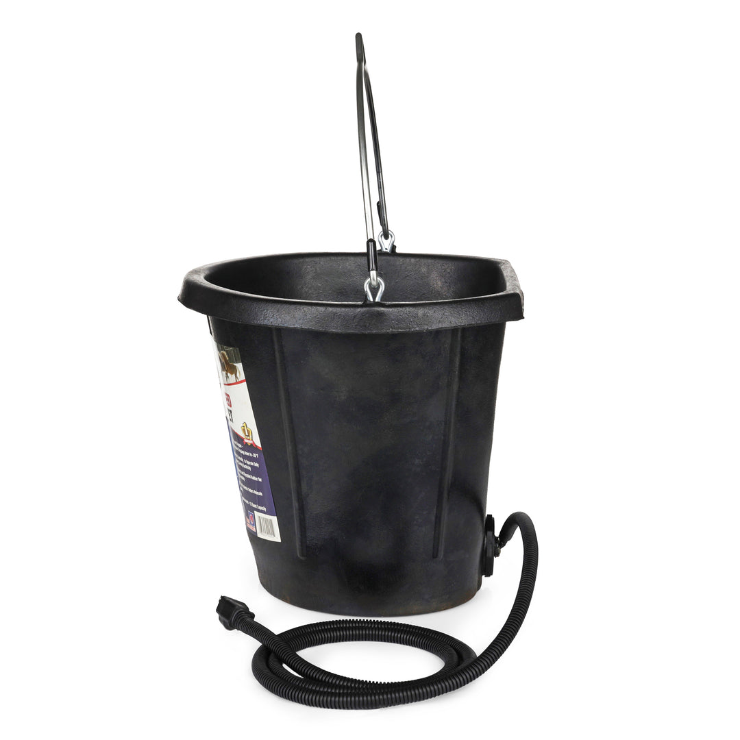 Farm Innovators FB-80R Rubber 3 Gallon Flat Back Heated Bucket, 70 Watt, Black - VMInnovations