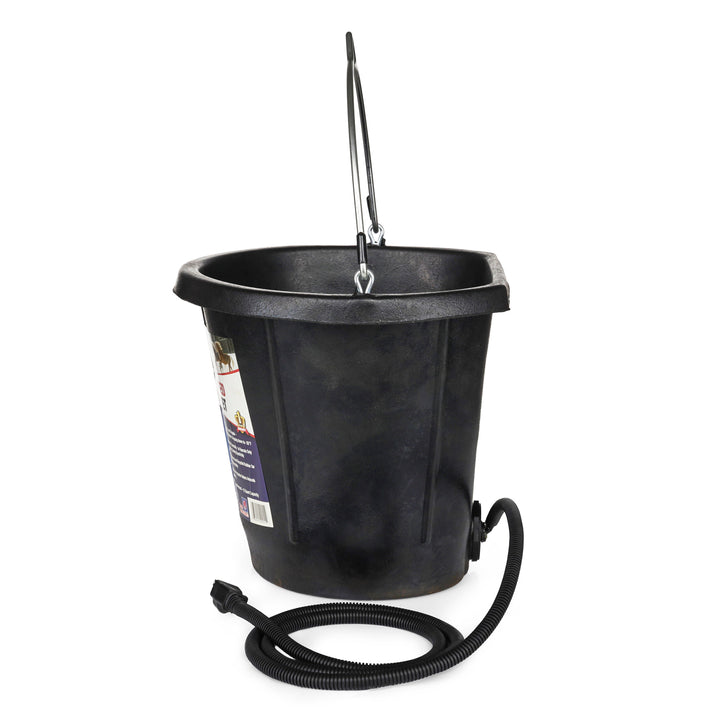 Farm Innovators FB-80R Rubber 3 Gallon Flat Back Heated Bucket, 70 Watt, Black - VMInnovations