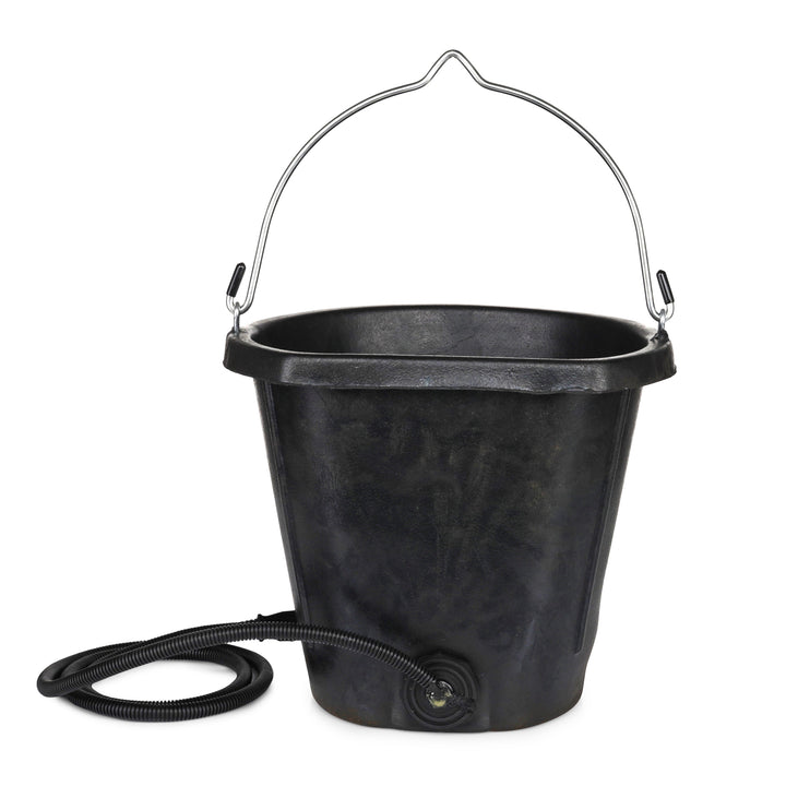 Farm Innovators FB-80R Rubber 3 Gallon Flat Back Heated Bucket, 70 Watt, Black - VMInnovations