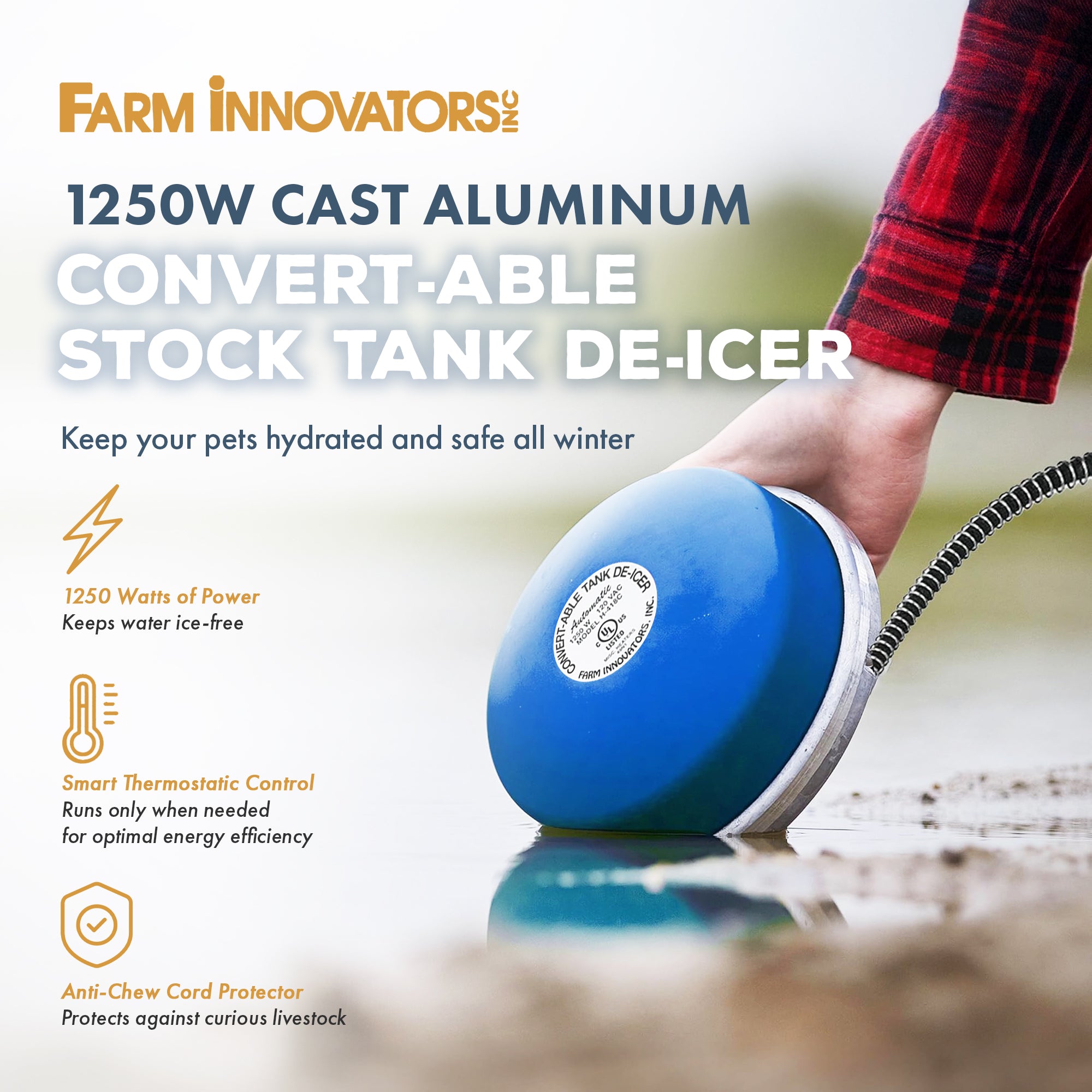 Farm Innovators Cast Aluminum 1250W Convert-Able Floating Tank De-Icer (Used) - VMInnovations