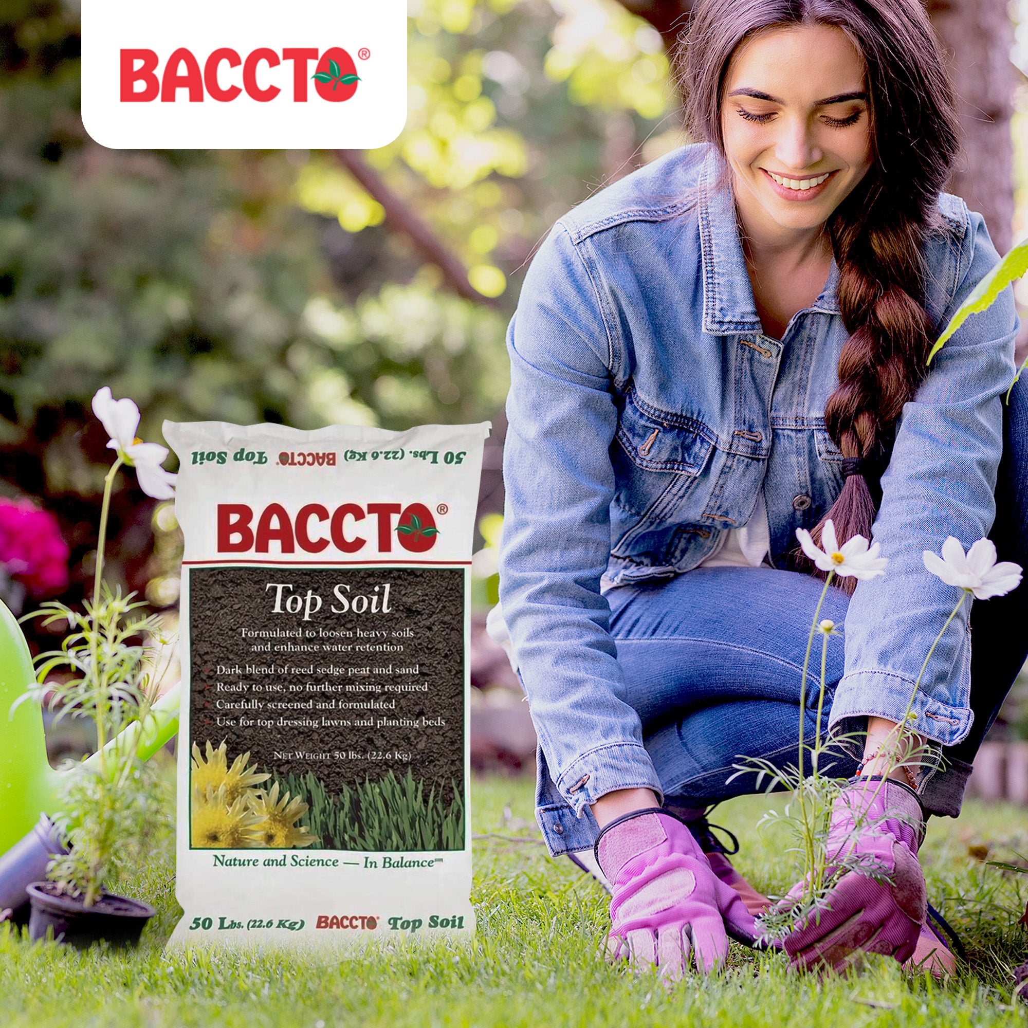 Michigan Peat 1550P Baccto Top Soil with Reed Sedge and Sand, 50 Pounds, 6 Pack