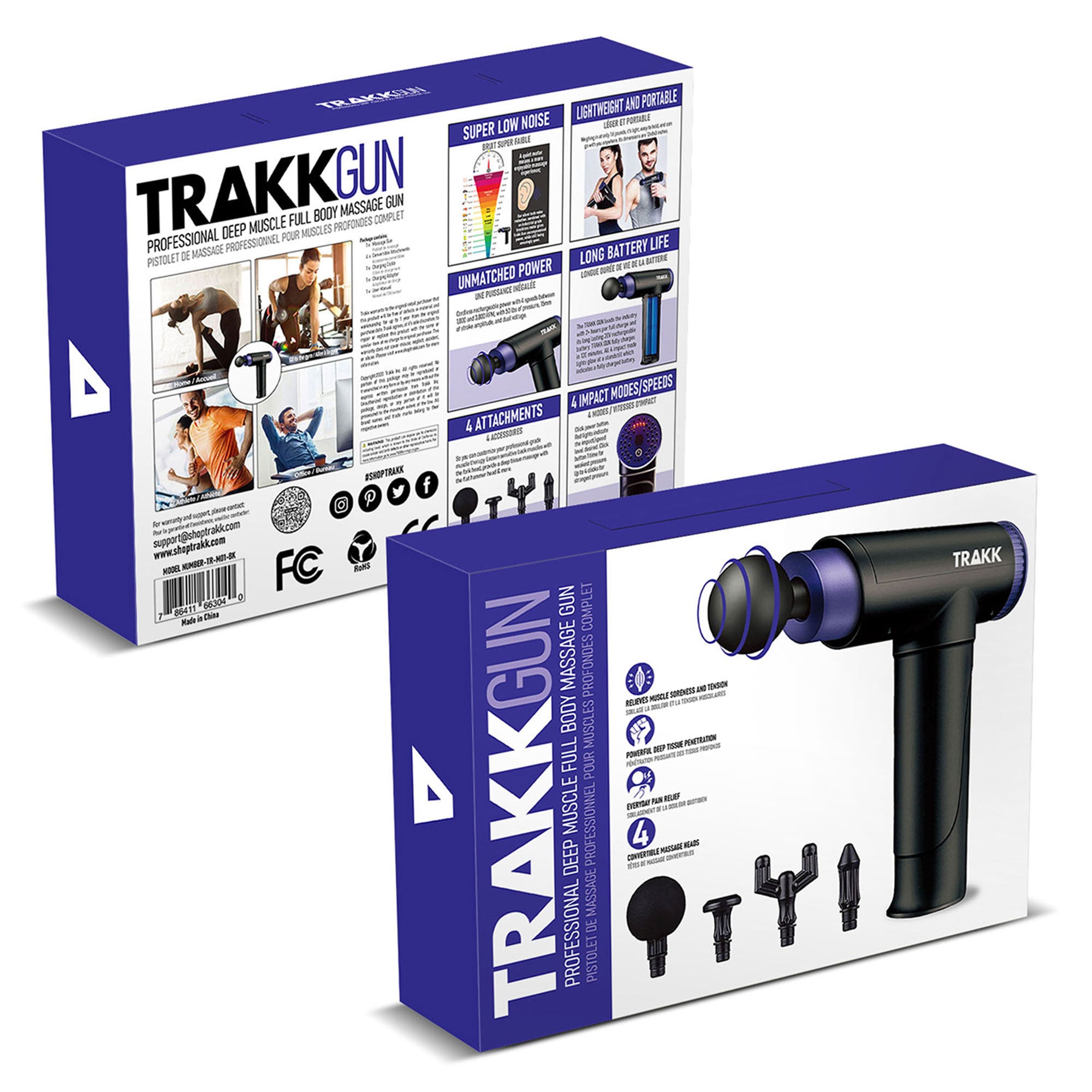 TRAKK Deep Tissue Handheld Massage Gun w/ 4 Speeds & Attachments (Open Box) - VMInnovations