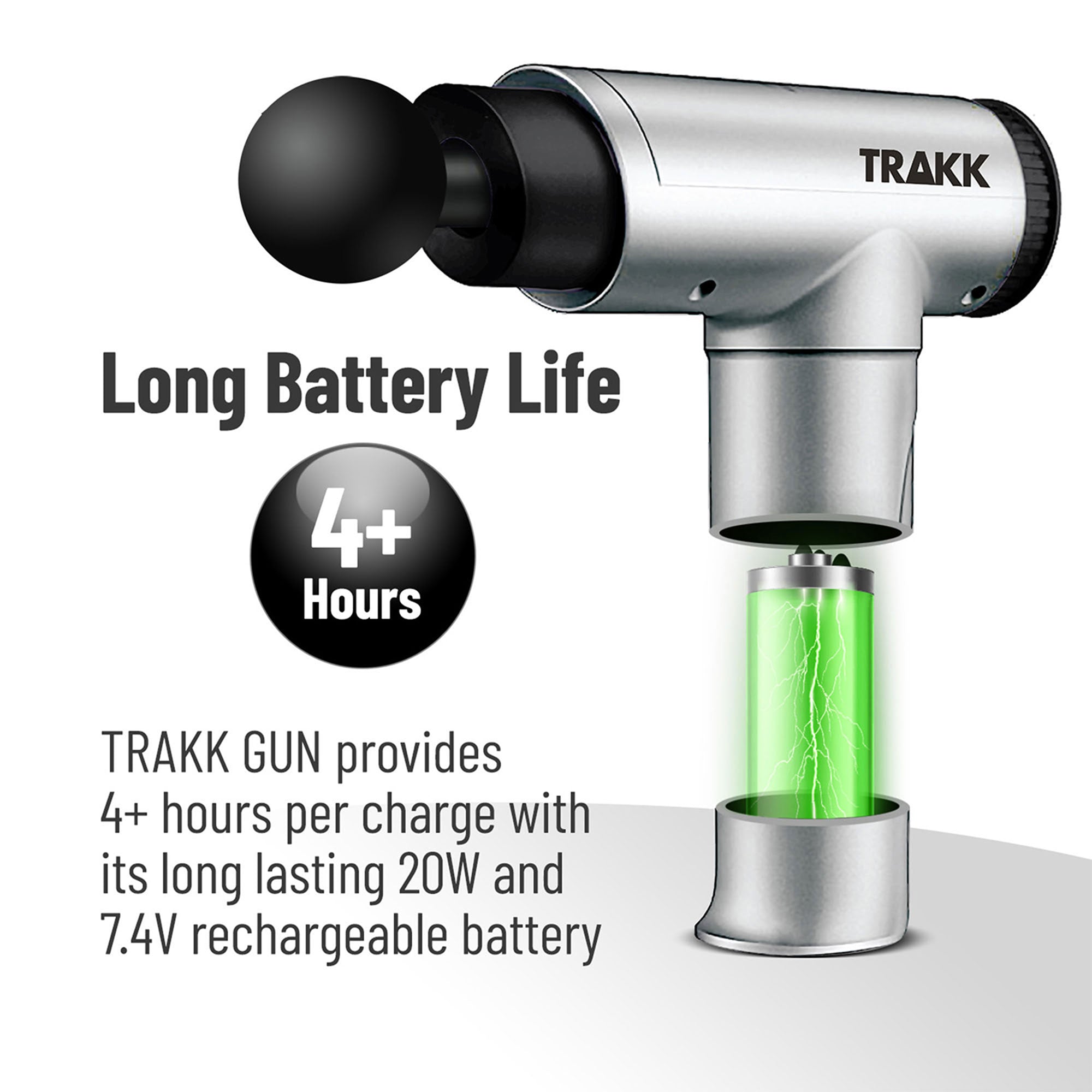 TRAKK Deep Tissue Athlete Massage Gun Therapy w/ 4 Speeds & Attachments (Used) - VMInnovations