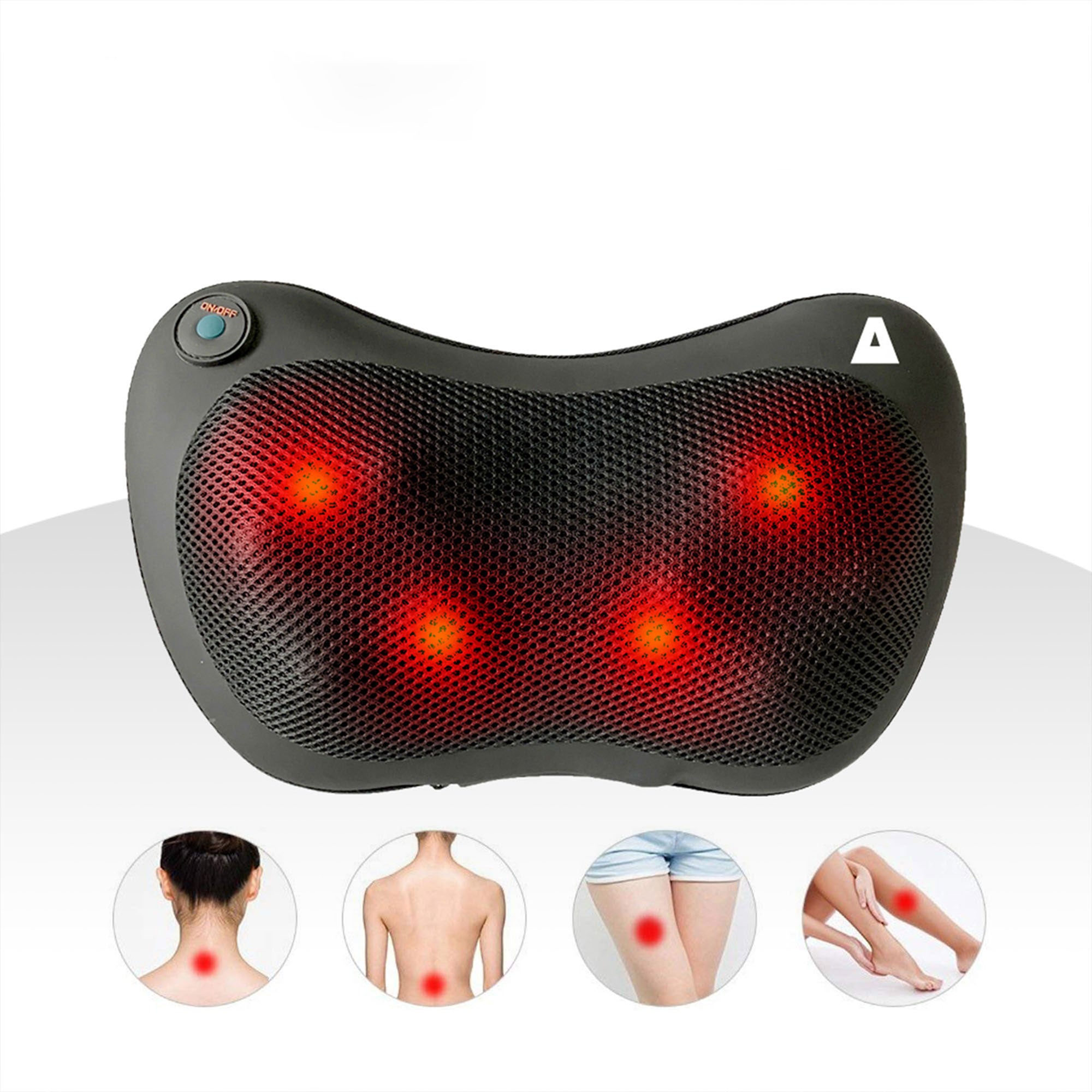 TRAKK Shiatsu Back and Shoulder Neck Heated Full Body Massager Pillow, Black