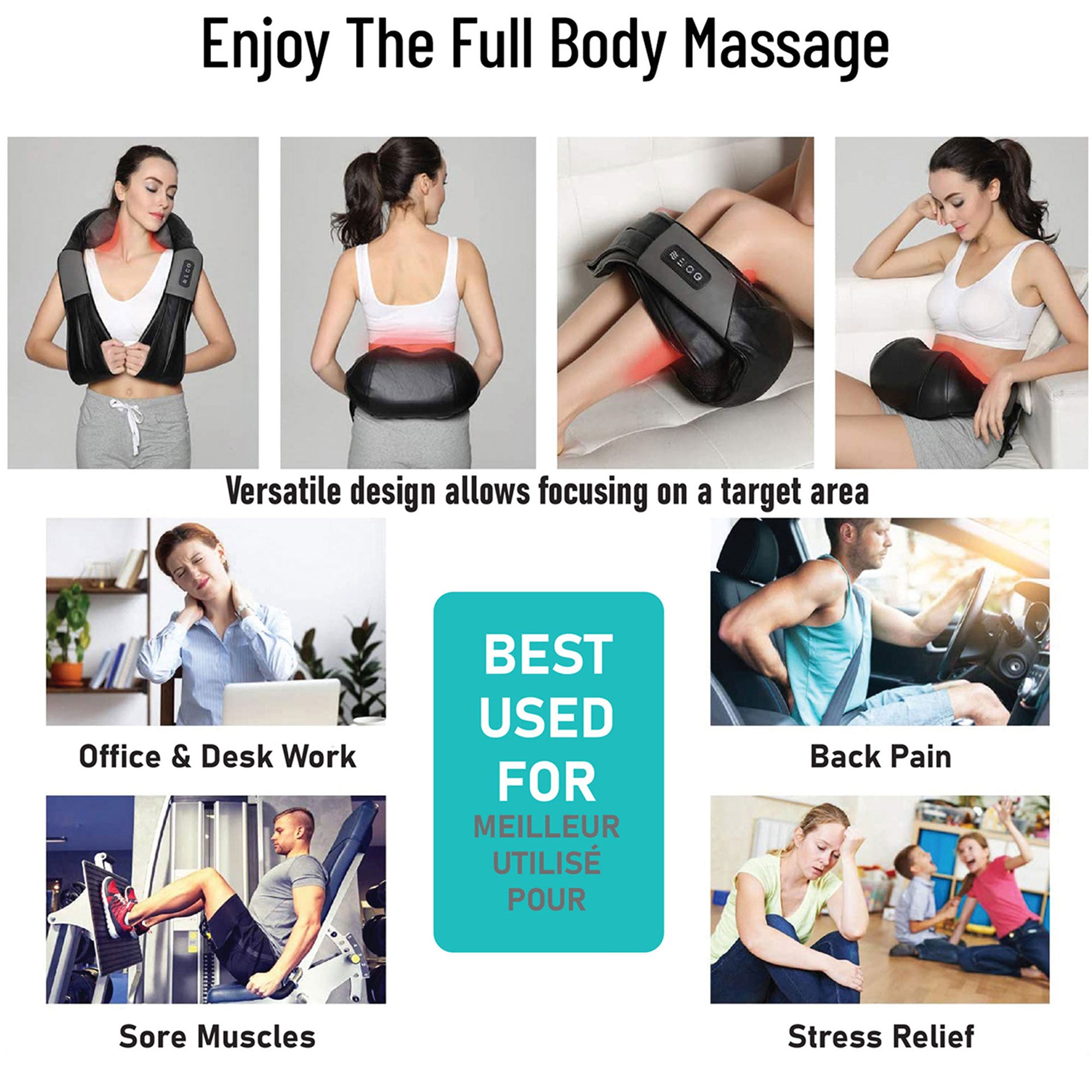 TRAKK Deep Tissue Electric Heated Neck Back Body Massage Travel Pillow (Used) - VMInnovations
