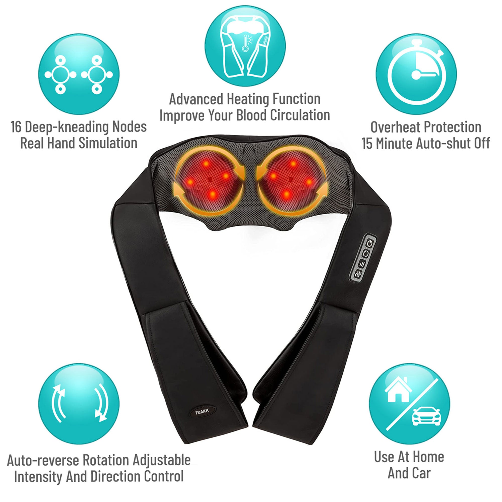 TRAKK Deep Tissue Electric Heated Body Massage Travel Pillow(Open Box)